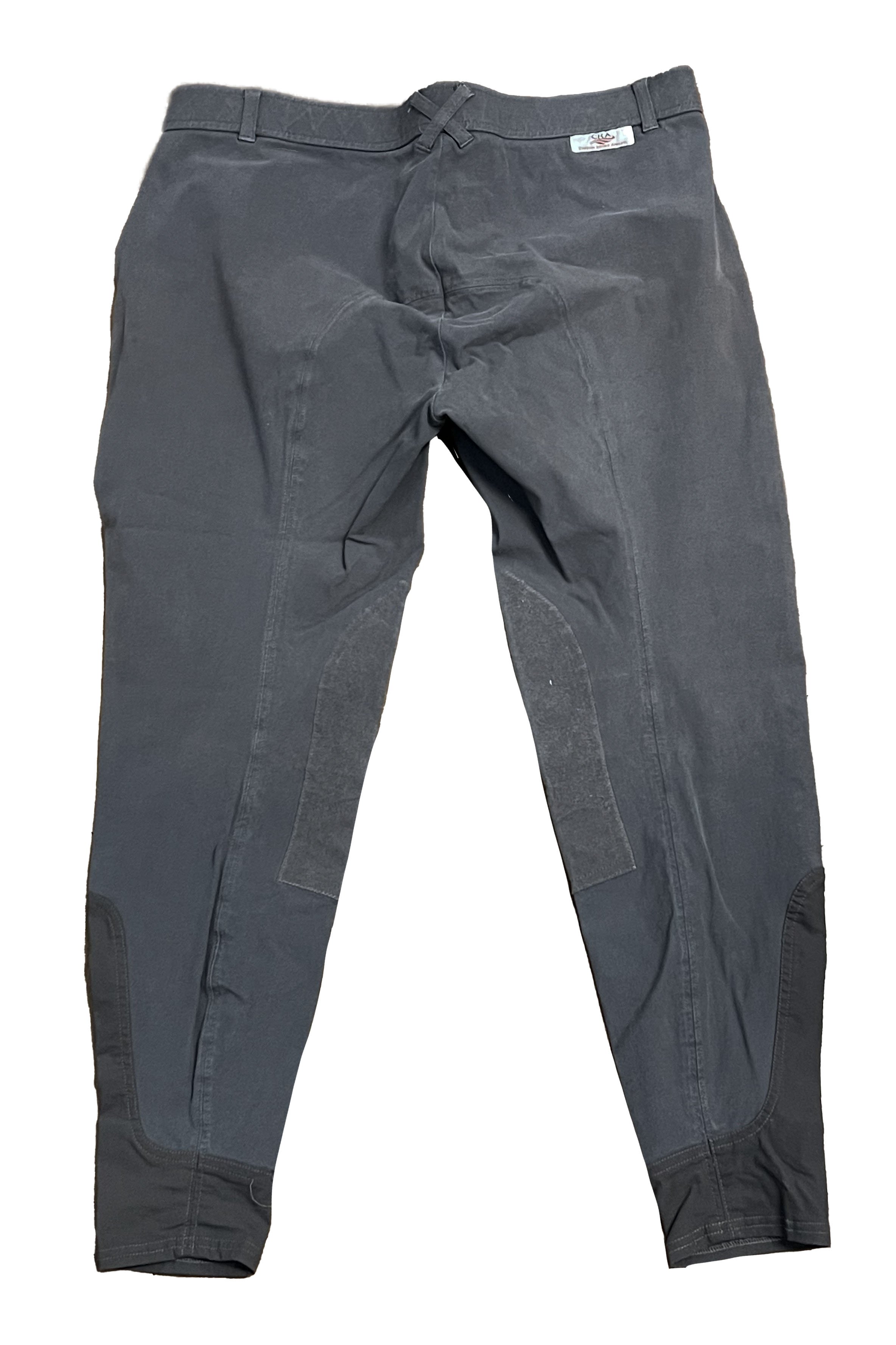 Custom Riding Apparel Knee Patch Breech In Grey - 34L - 2nd Round Equestrian