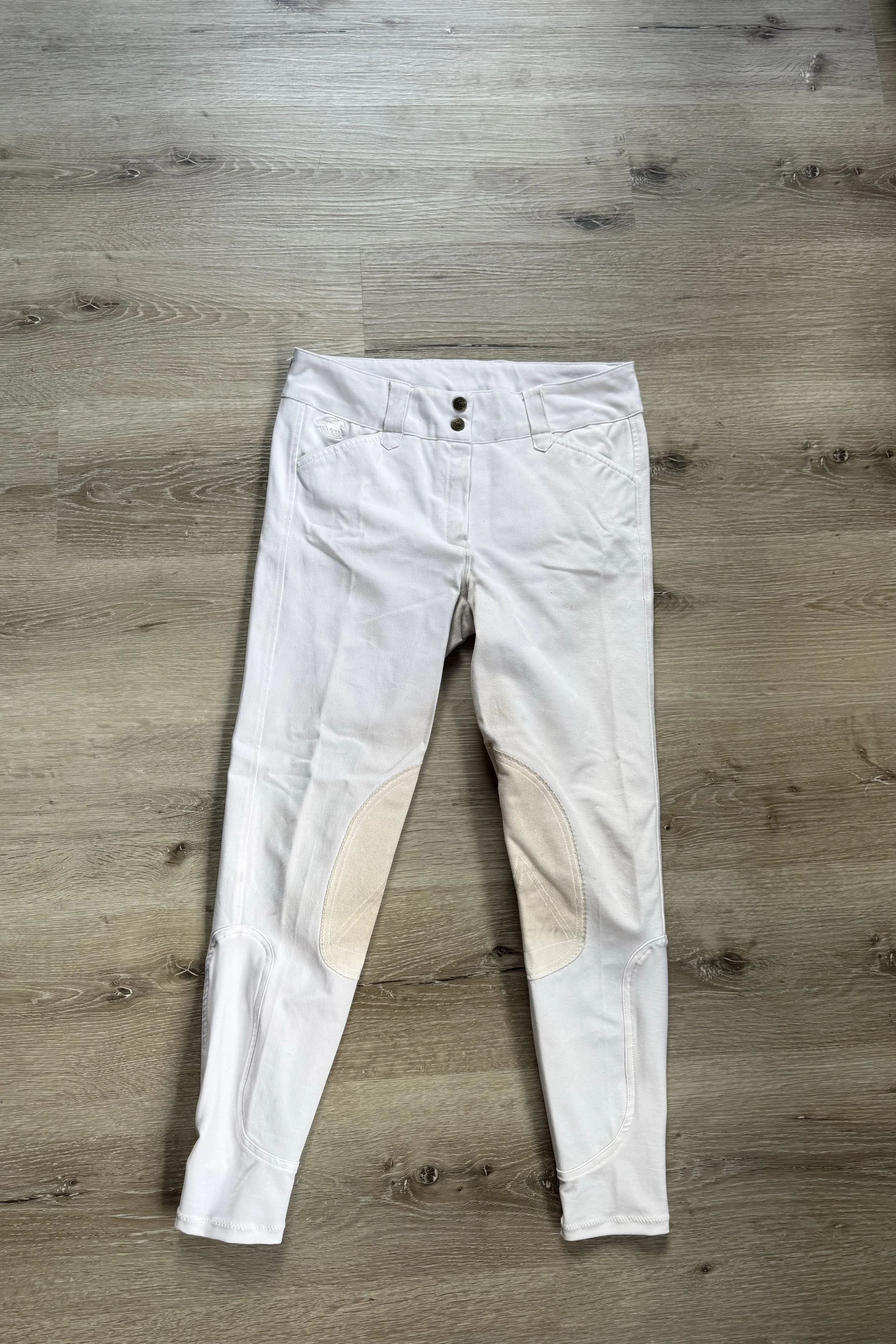 Smartpak Piper Front Zip Knee Patch Breeches in White - 28 Regular