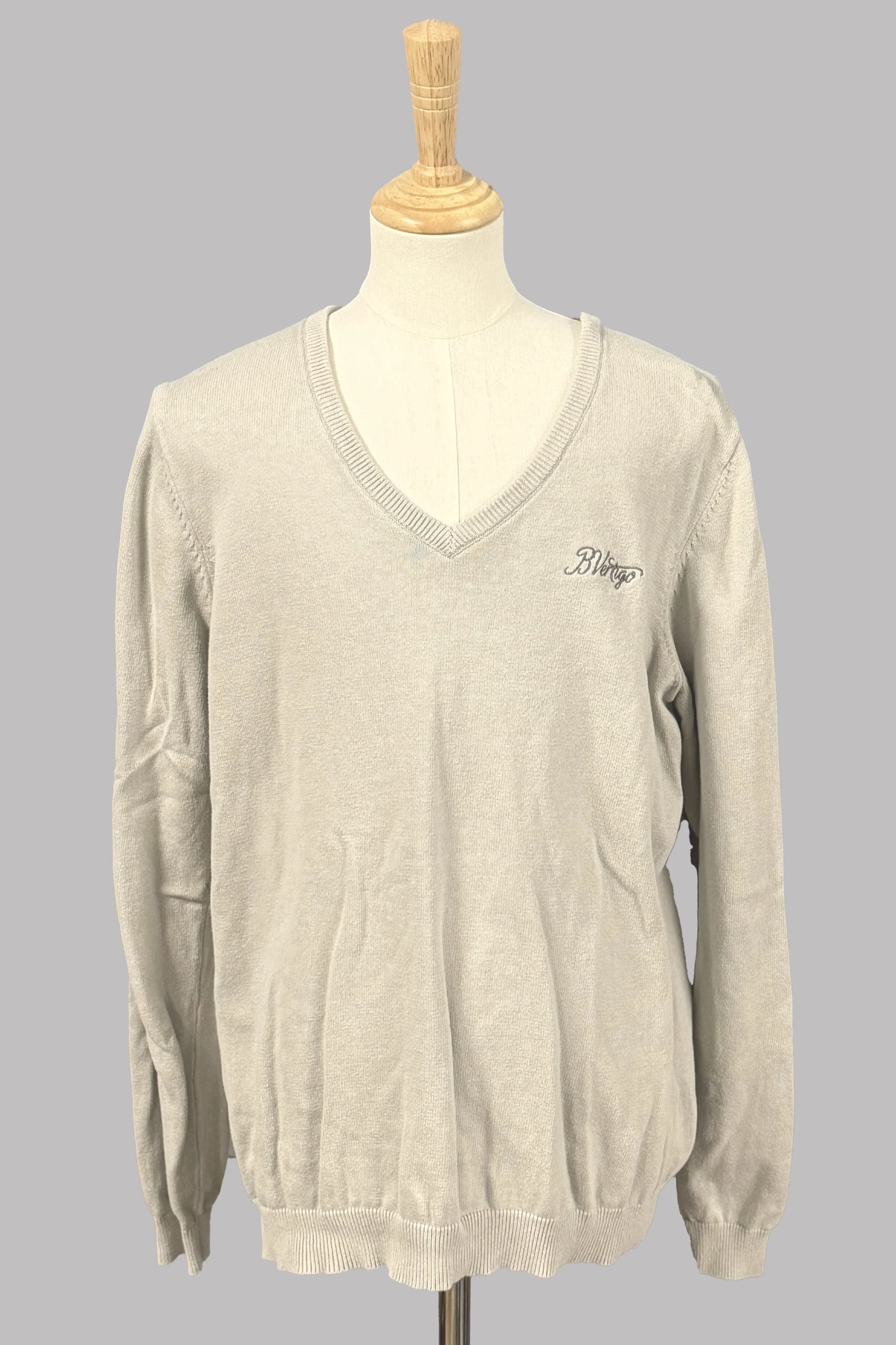 B Vertigo V Neck Cotton Sweater In Light  Tan - US 32 (Medium)