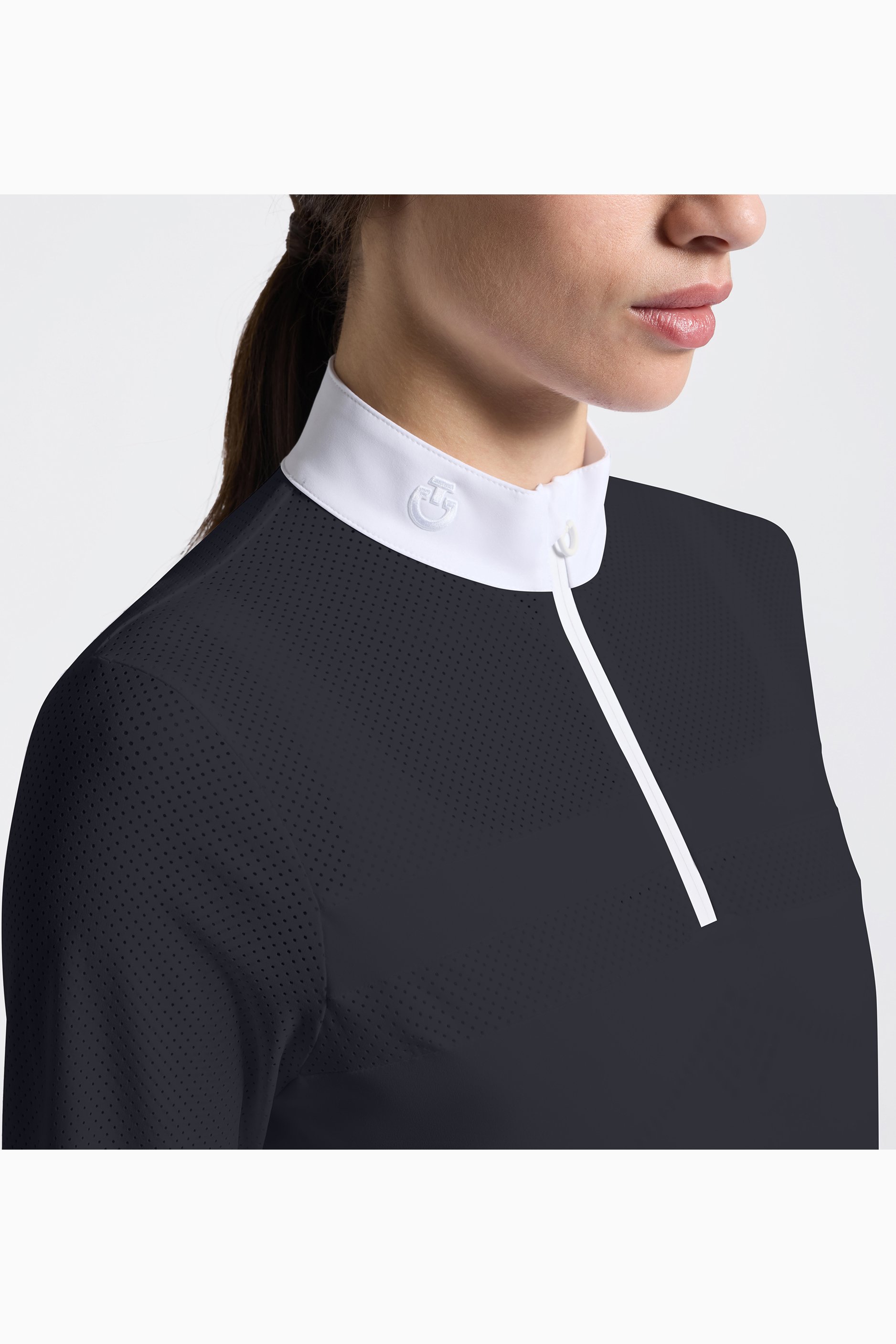 CAVALLERIA TOSCANA PERFORATED LONG SLEEVED COMPETITION SHIRT IN CHARCOAL