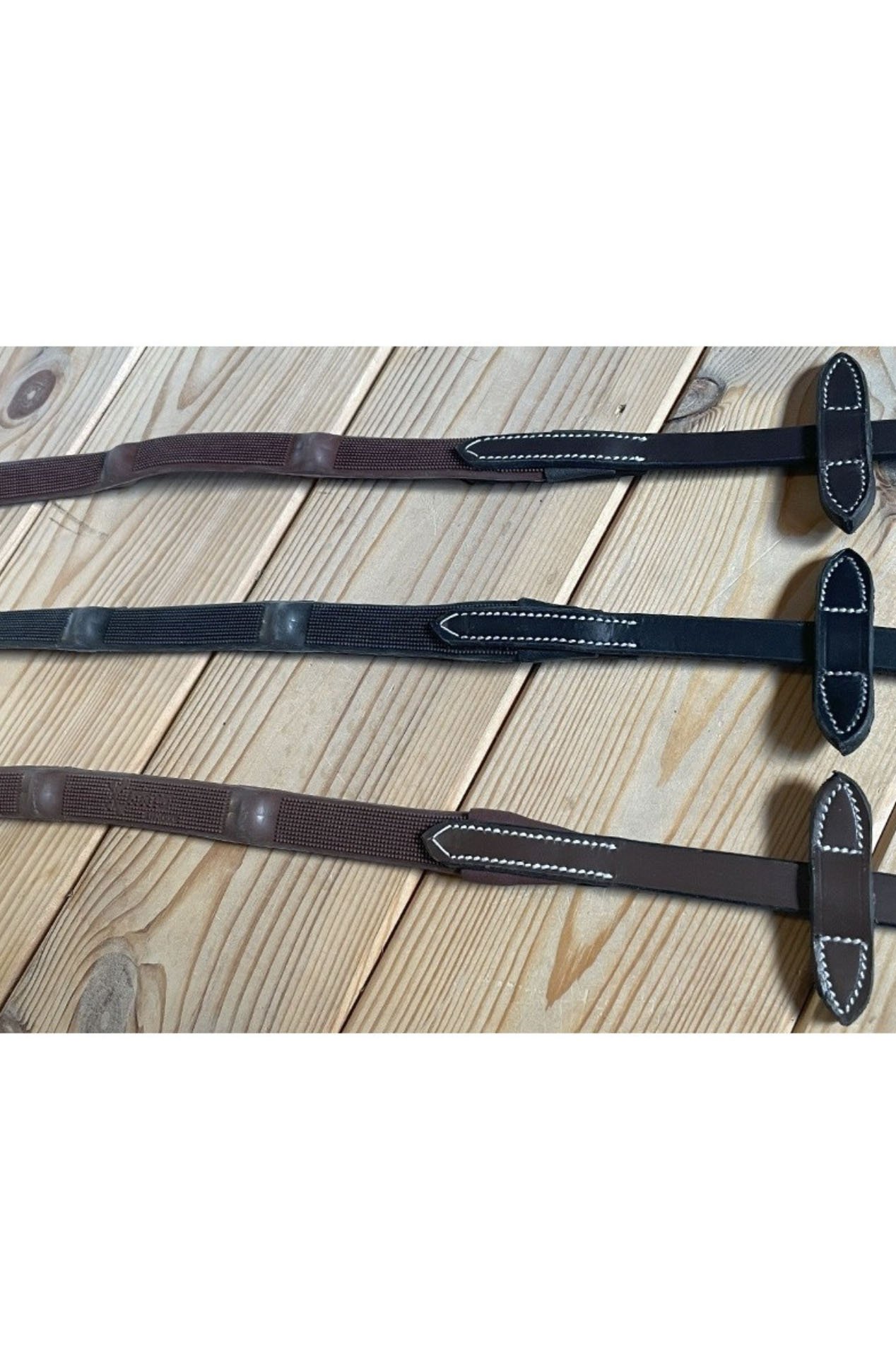 JUMP'IN 1/2" Rubber Reins W/Intergrated Stops One Collection - Hazelnut, Havana Or Black
