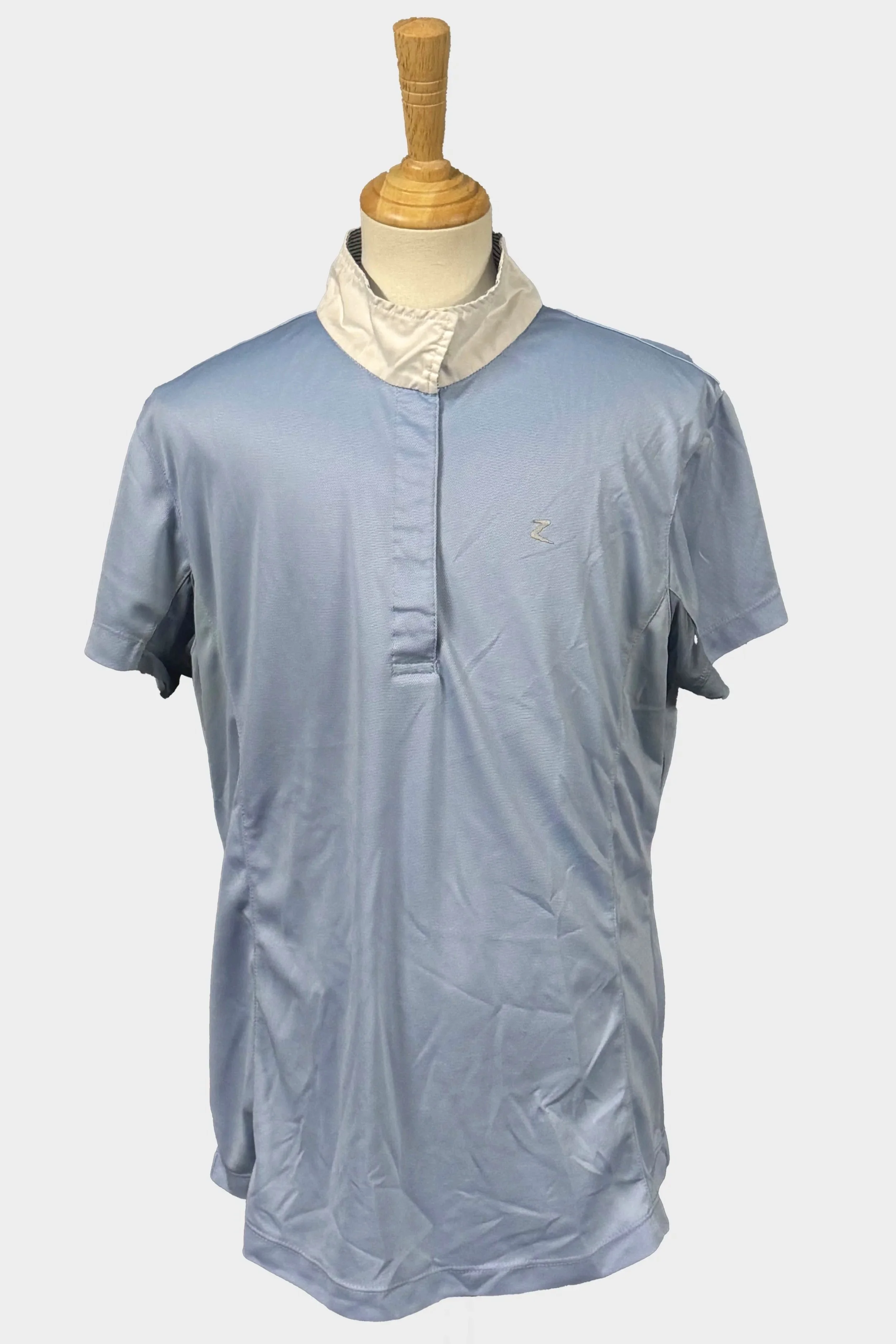 Horze Short Sleeve Show Shirt In Blue & White - US 10