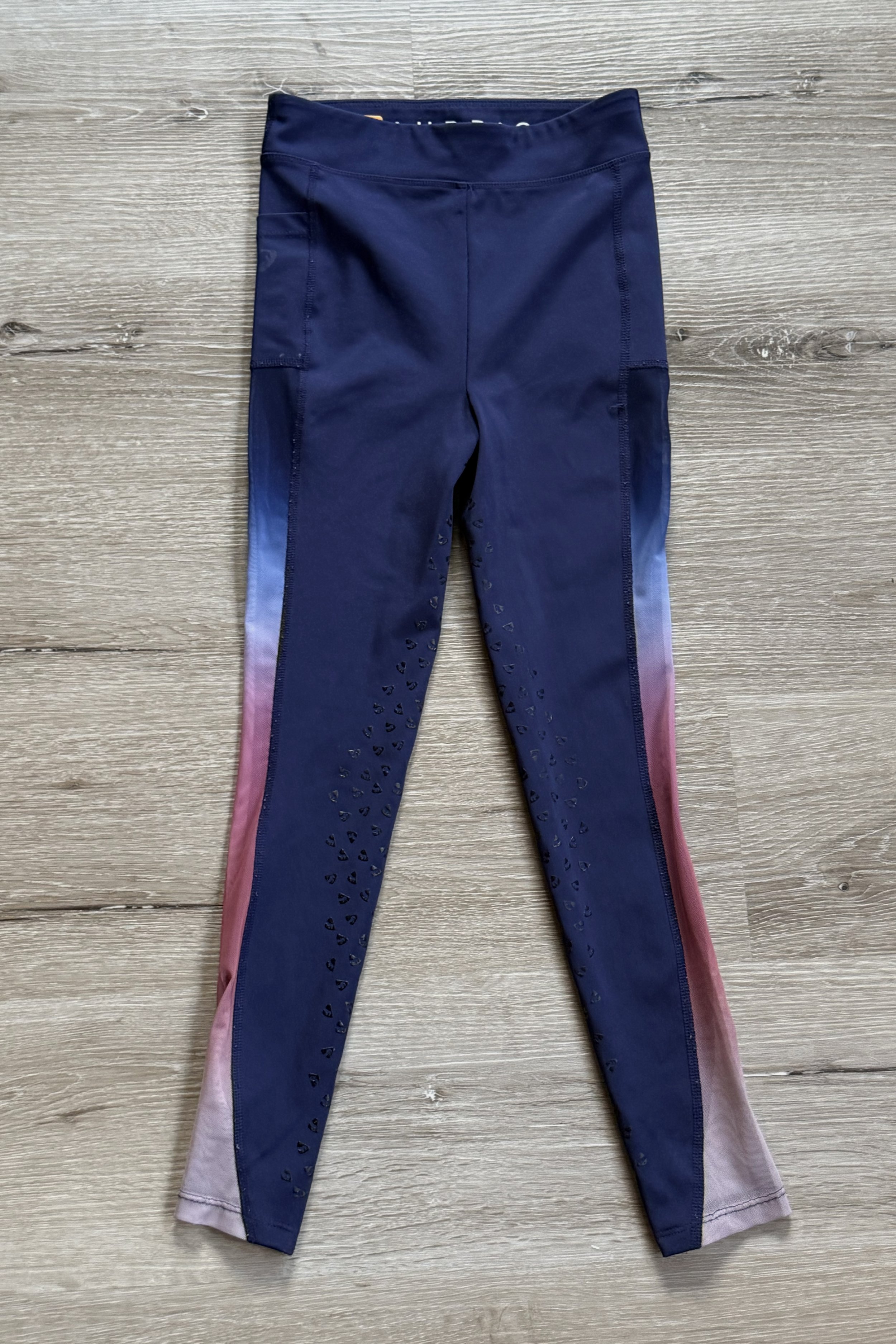 Aubrion Leyton Mesh Full Grip Tights In Navy & Pink - Kids 7-8