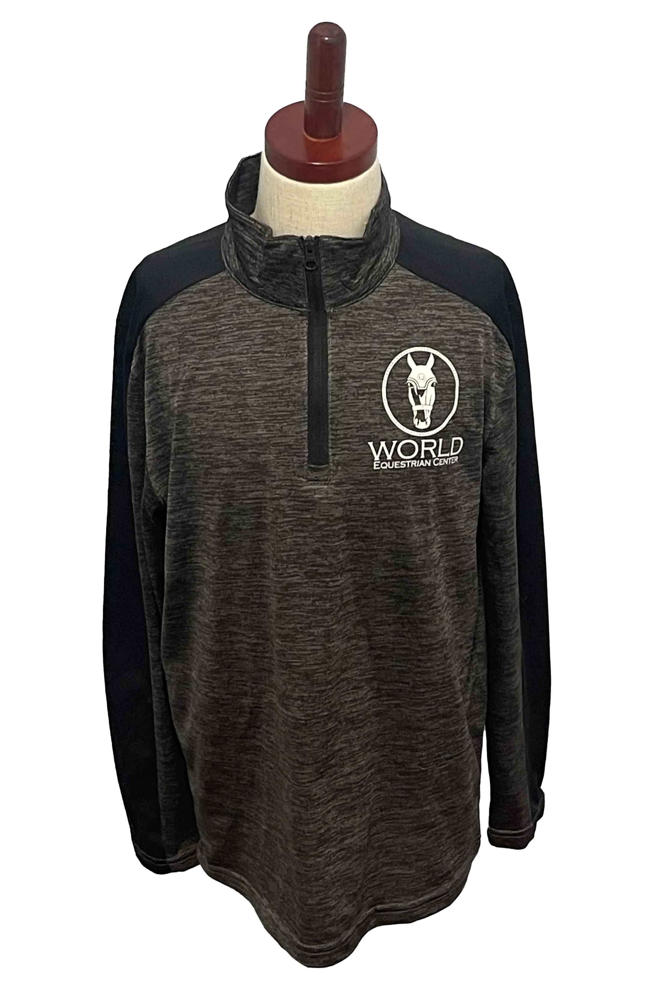 Sport Tek Long Sleeve 1/4 Zip W/WEC Embroidery In Grey & Black - Kids Medium