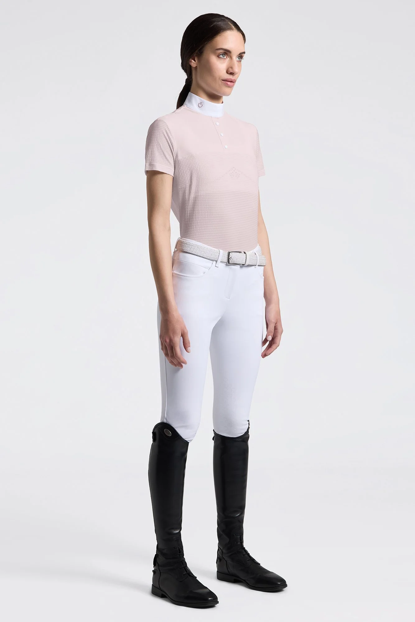 CAVALLERIA TOSCANA SHORT SLEEVE RIDING SHIRT IN JERSEY IN VIOLET ICE