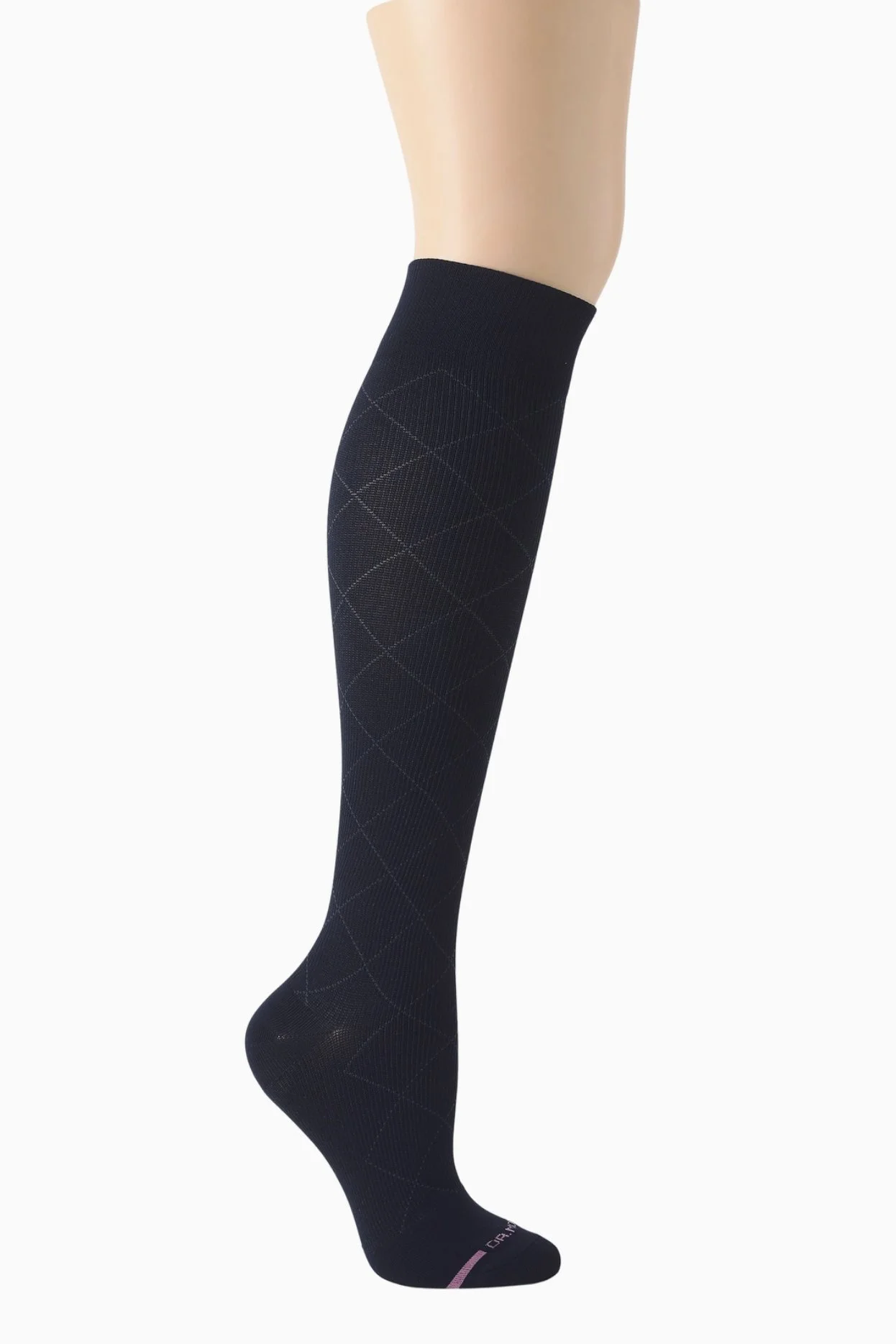 Dr Motion Diamond Pattern Knee-High Compression Socks In Black