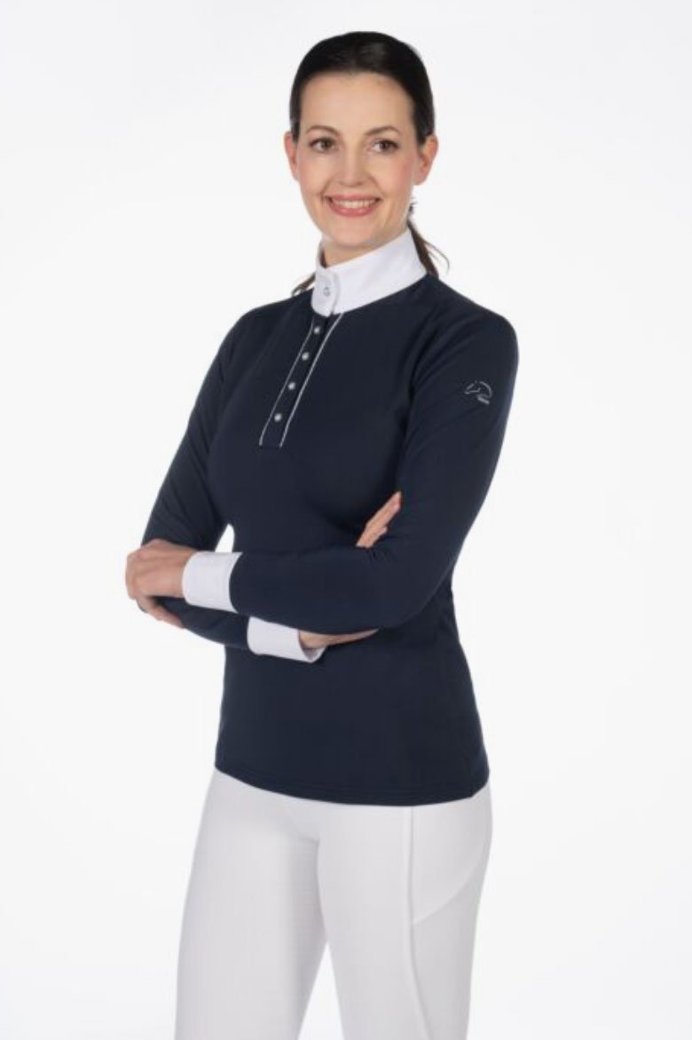 HKM Emilia Competition Shirt In Deep Blue - 2nd Round Equestrian