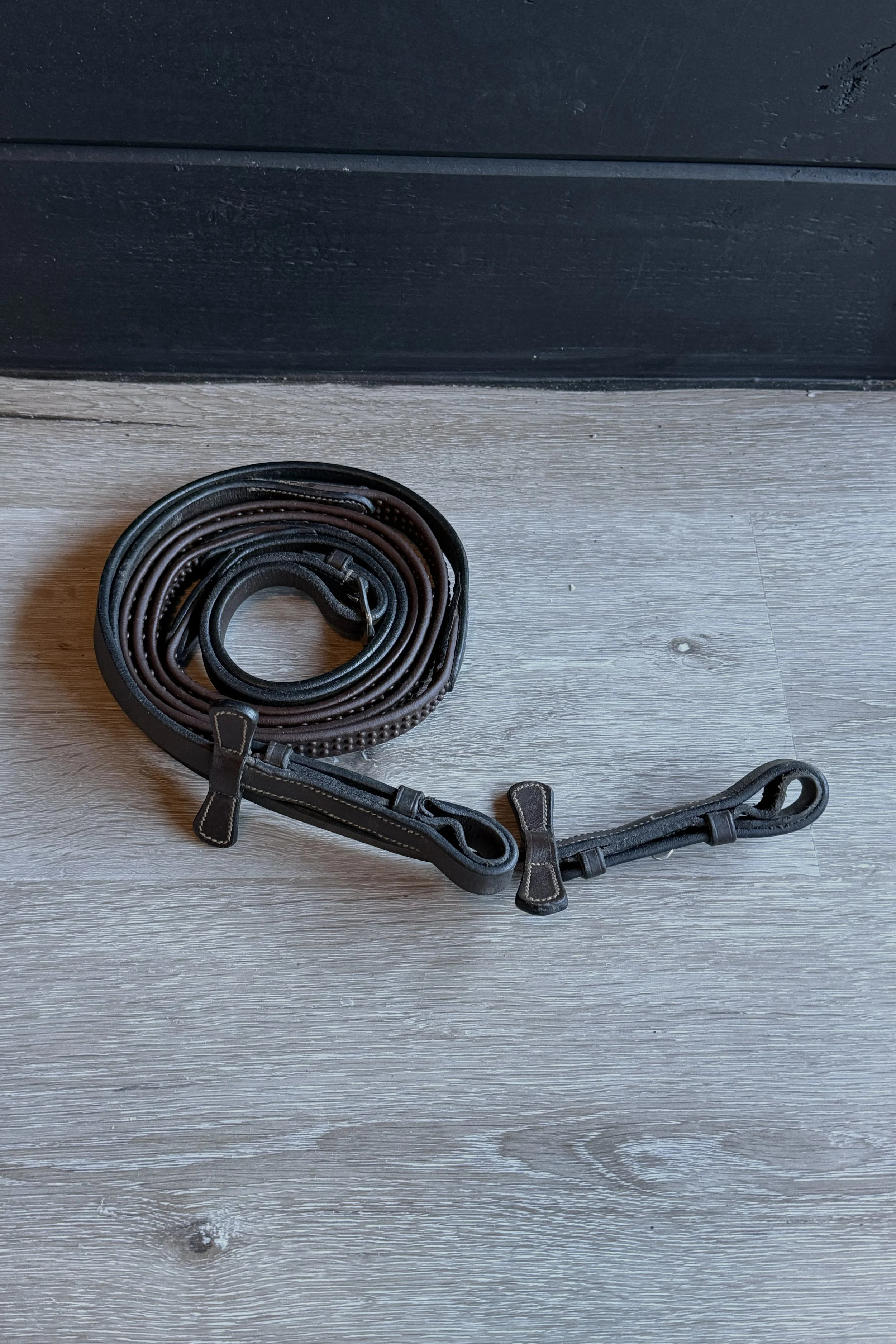 ExionPro Dotted Rubber Reins In Brown - Full