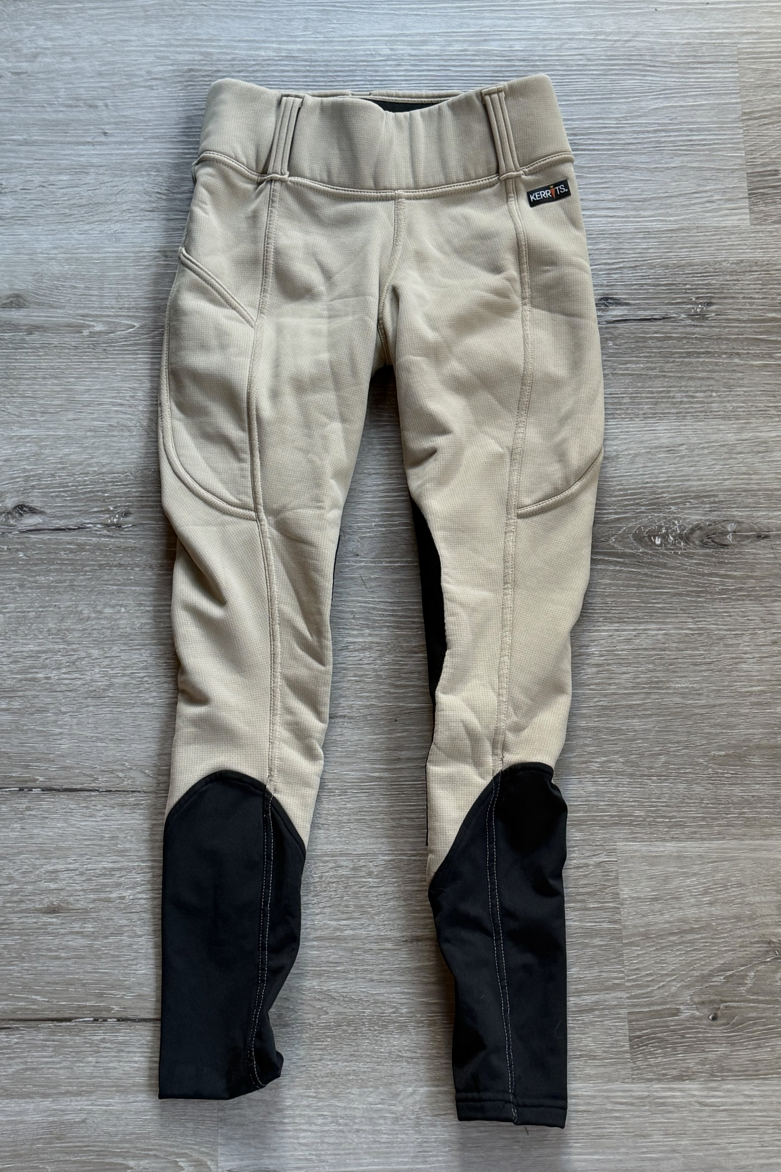 Kerrits Winter Fleece Lined Knee Patch Tights In Tan - Small