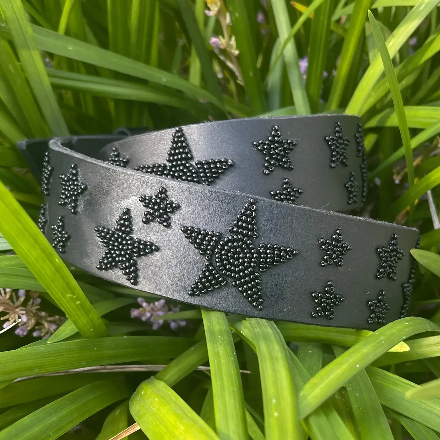 Kenyan Collection Black Stars Beaded Dog Collar