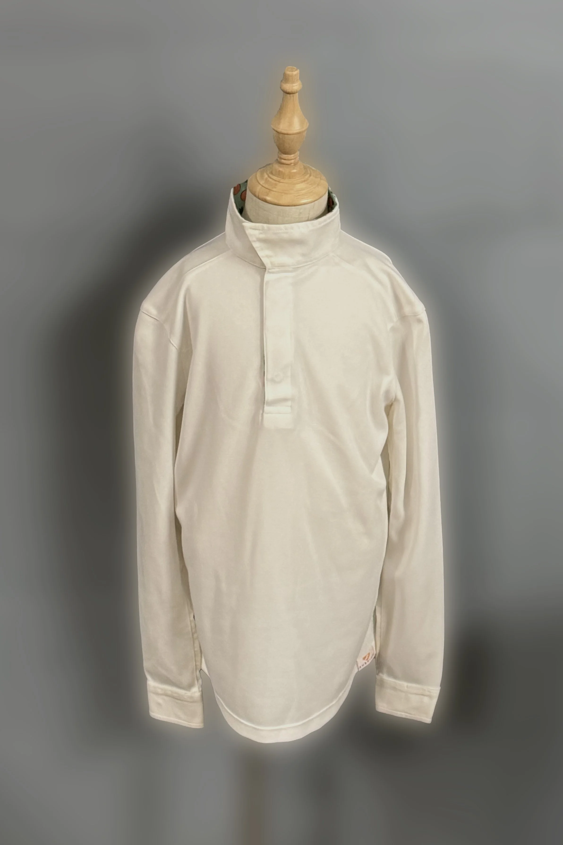 Aubrion Long Sleeve Show Shirt In White/Peaches - Kids Medium