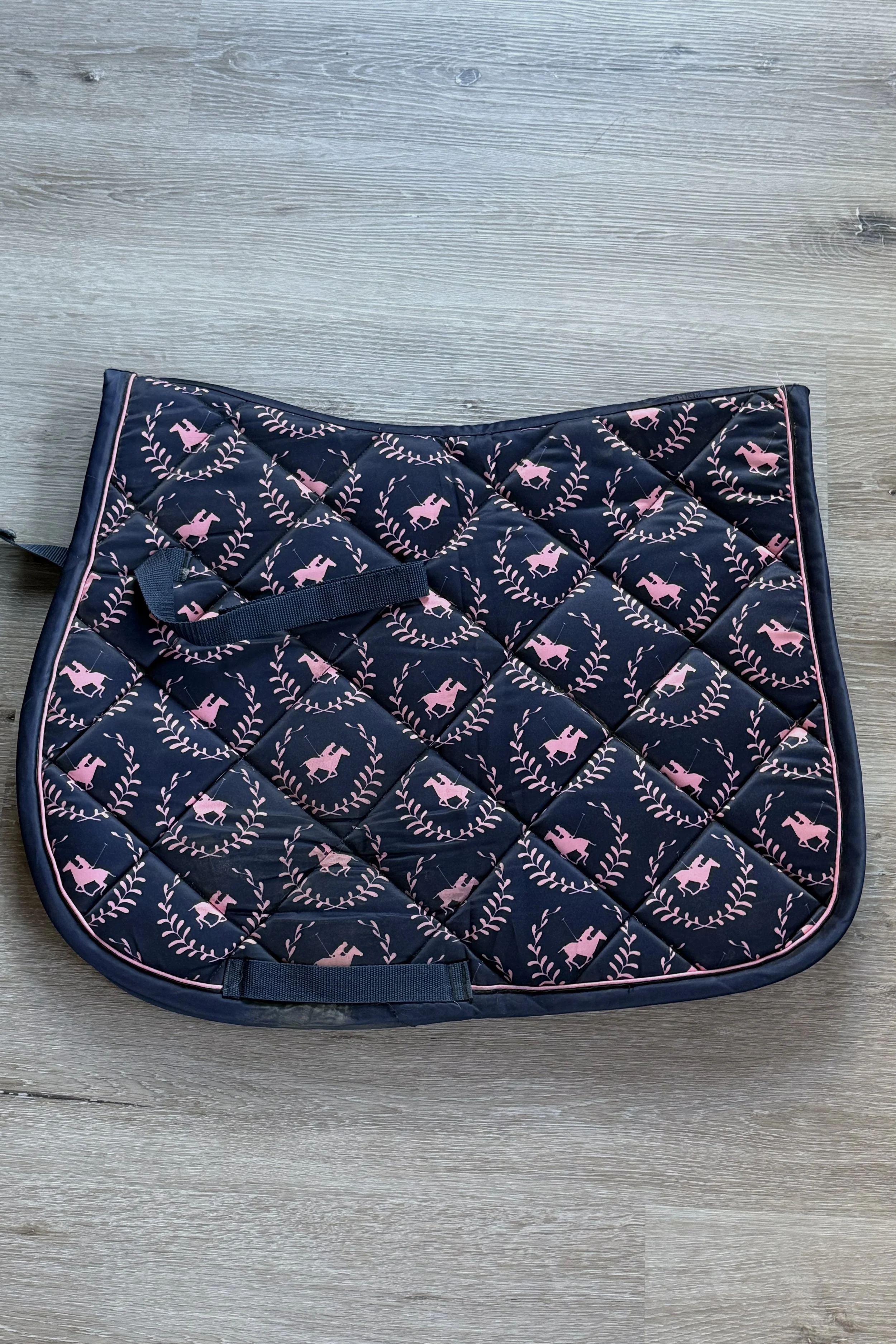 HKM Classic Polo Allover Saddle Pad In Navy & Pink - All Purpose