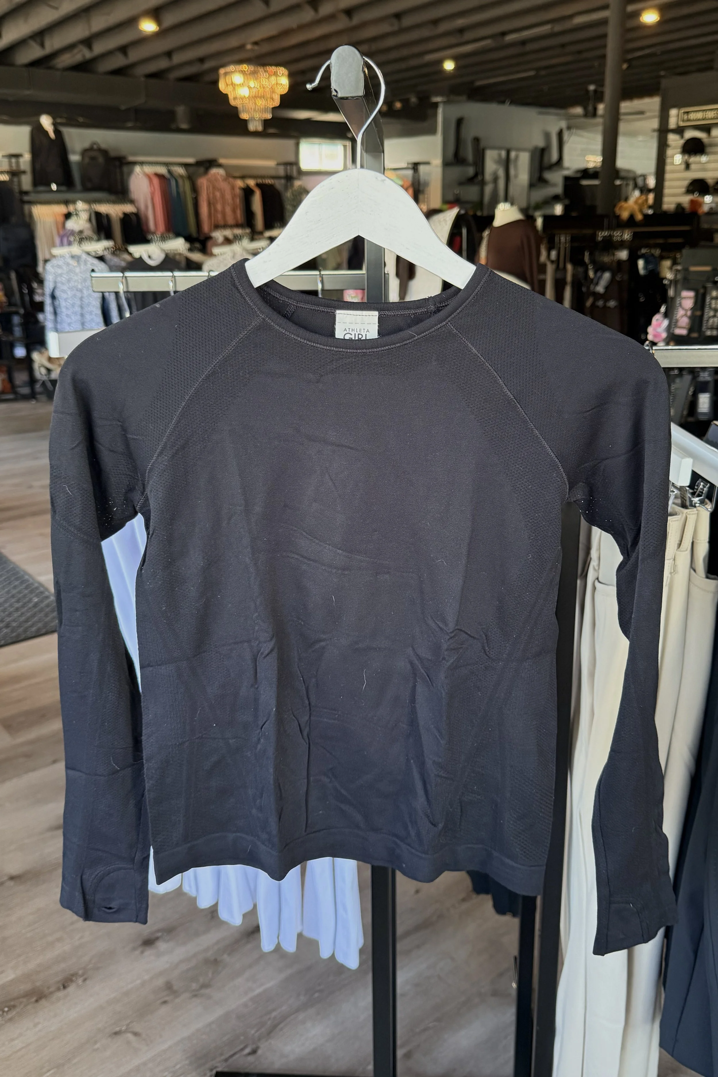 Athleta Girl Long Sleeve Sunshirt In Black - Kids Medium