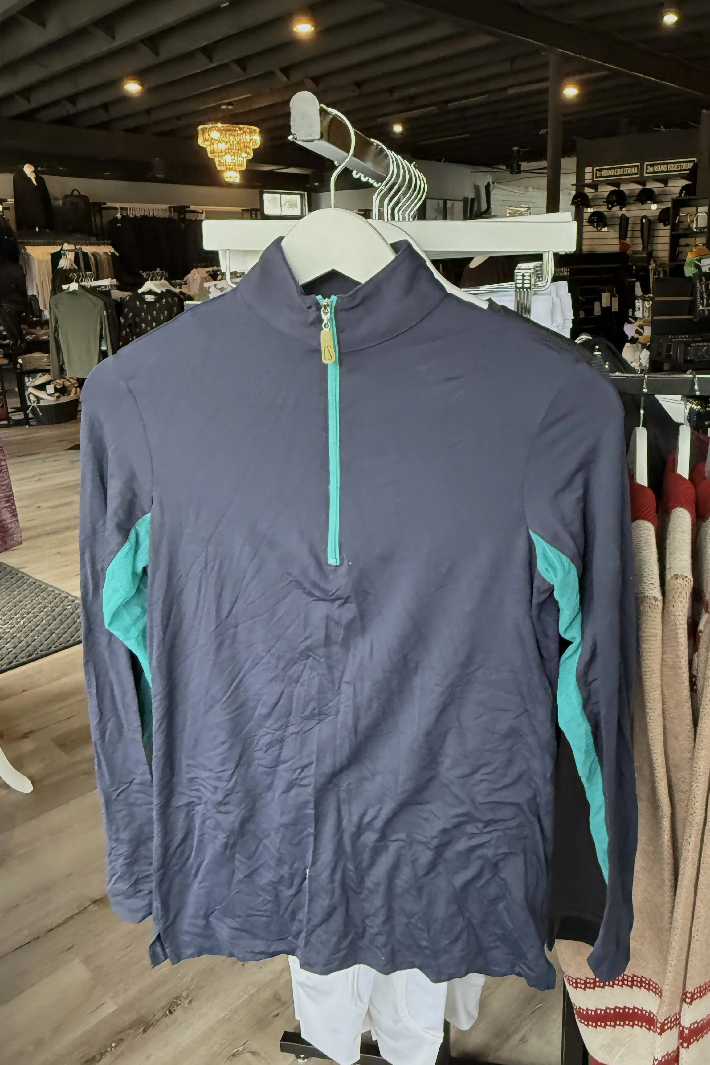 Tailored Sportsman Ice Fil Long Sleeve Sunshirt In Navy & Teal - XS