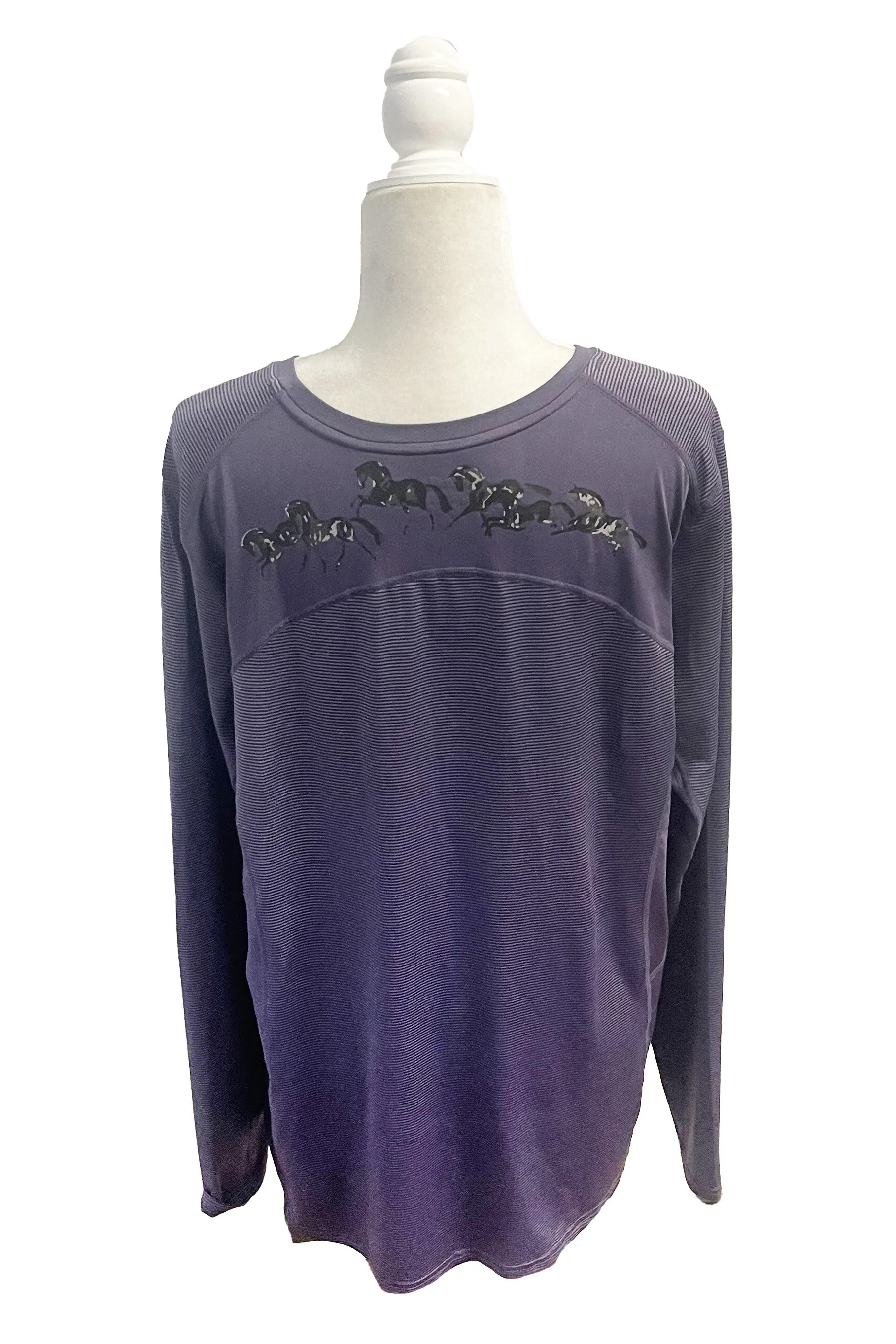Kerrits Long Sleeve Tech Stripped Tee In Purple - XL - 2nd Round Equestrian