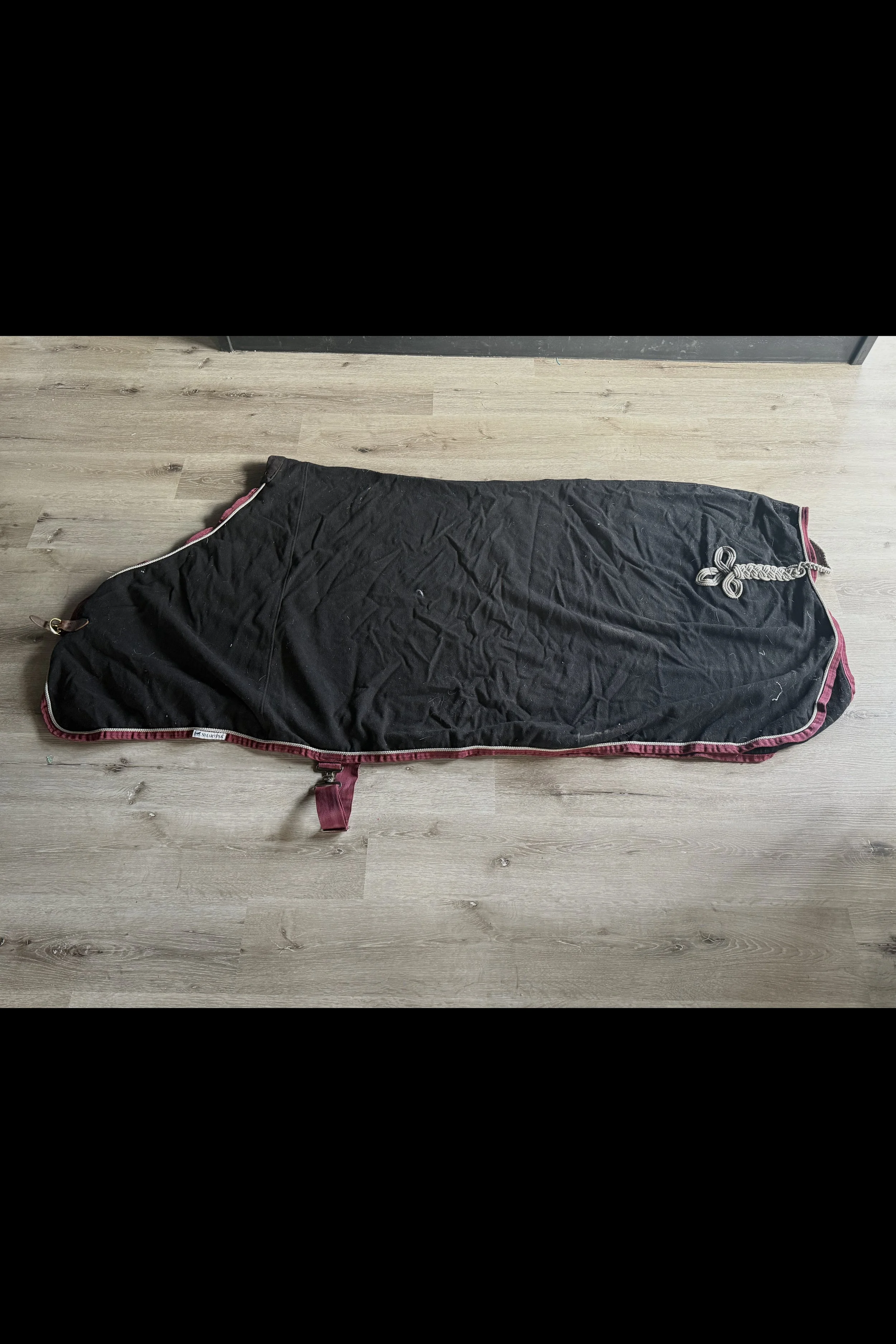 Smartpak Wool Dress Cooler In Black With Burgundy Trim - Large Horse (78-82)