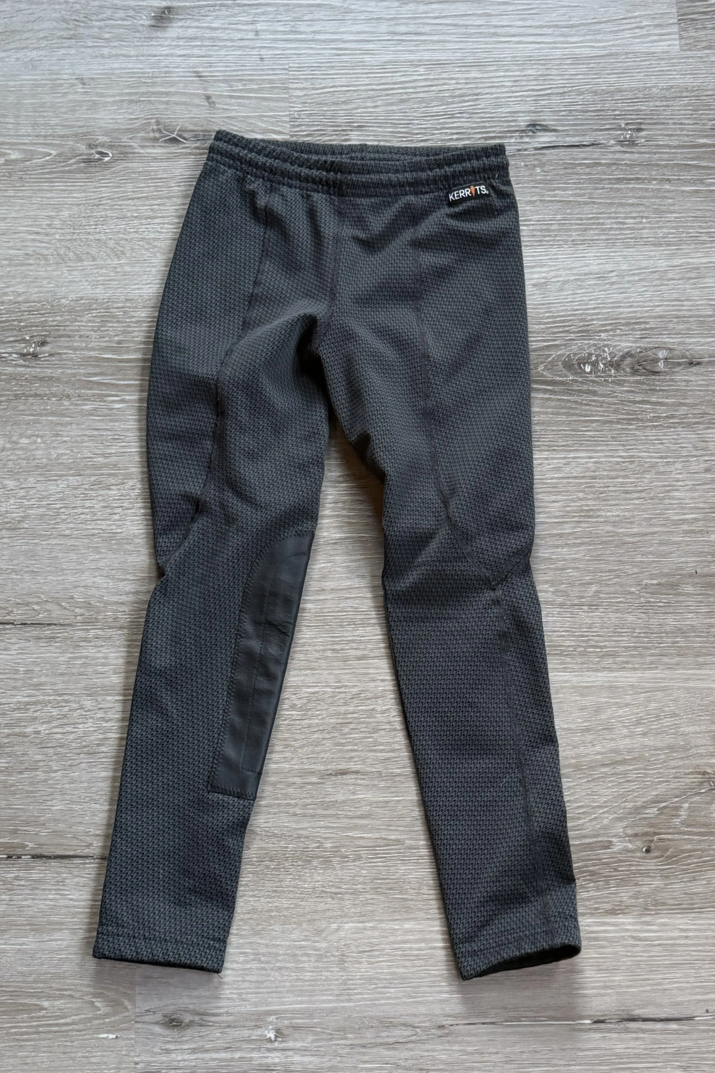 Kerrits Powerstretch Knee Patch Tights In Grey Herringbone - Kids Small