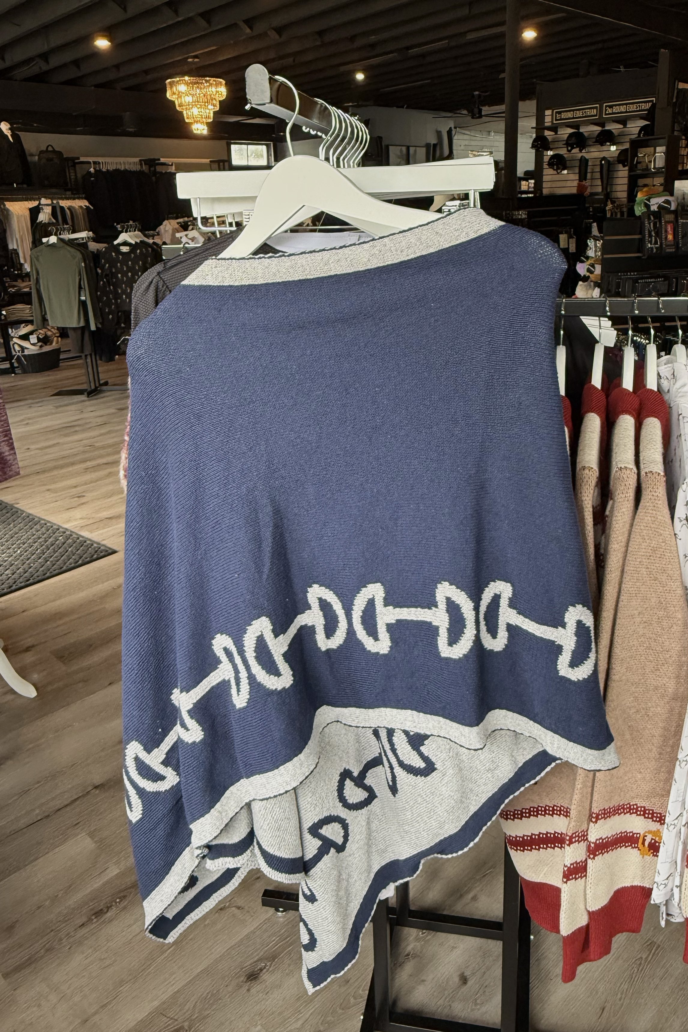 In2green ECO Horse Bit Poncho/Wrap In Navy With Grey Trim
