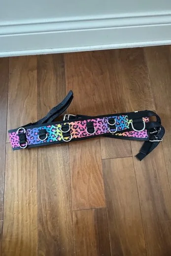 Star Point Miniature Horse-Pony Ground Driving Surcingle in Rainbow Cheetah