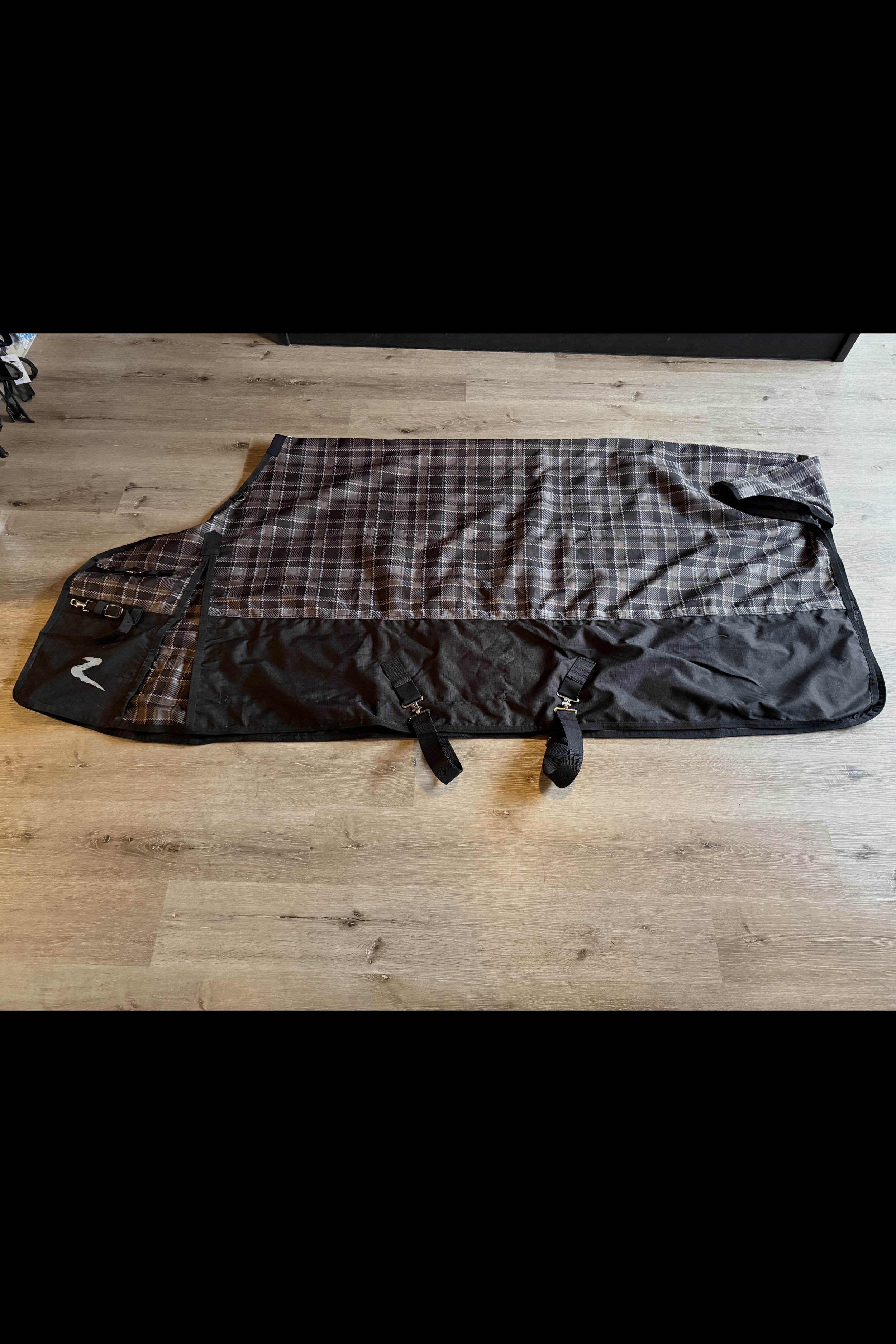 Horze Nevada Lined Turnout Sheet In Brown Plaid & Black - 84"