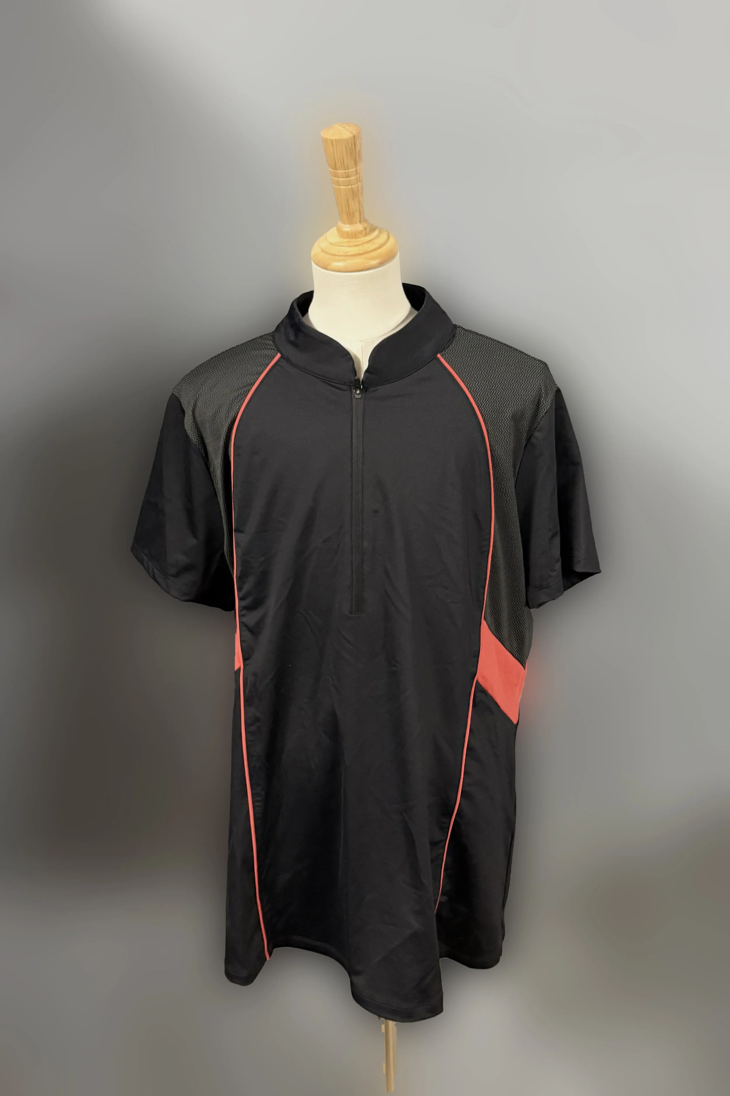 Kerrits 1/4 Zip Short Sleeve Shirt In Black With Fuchsia  - Large