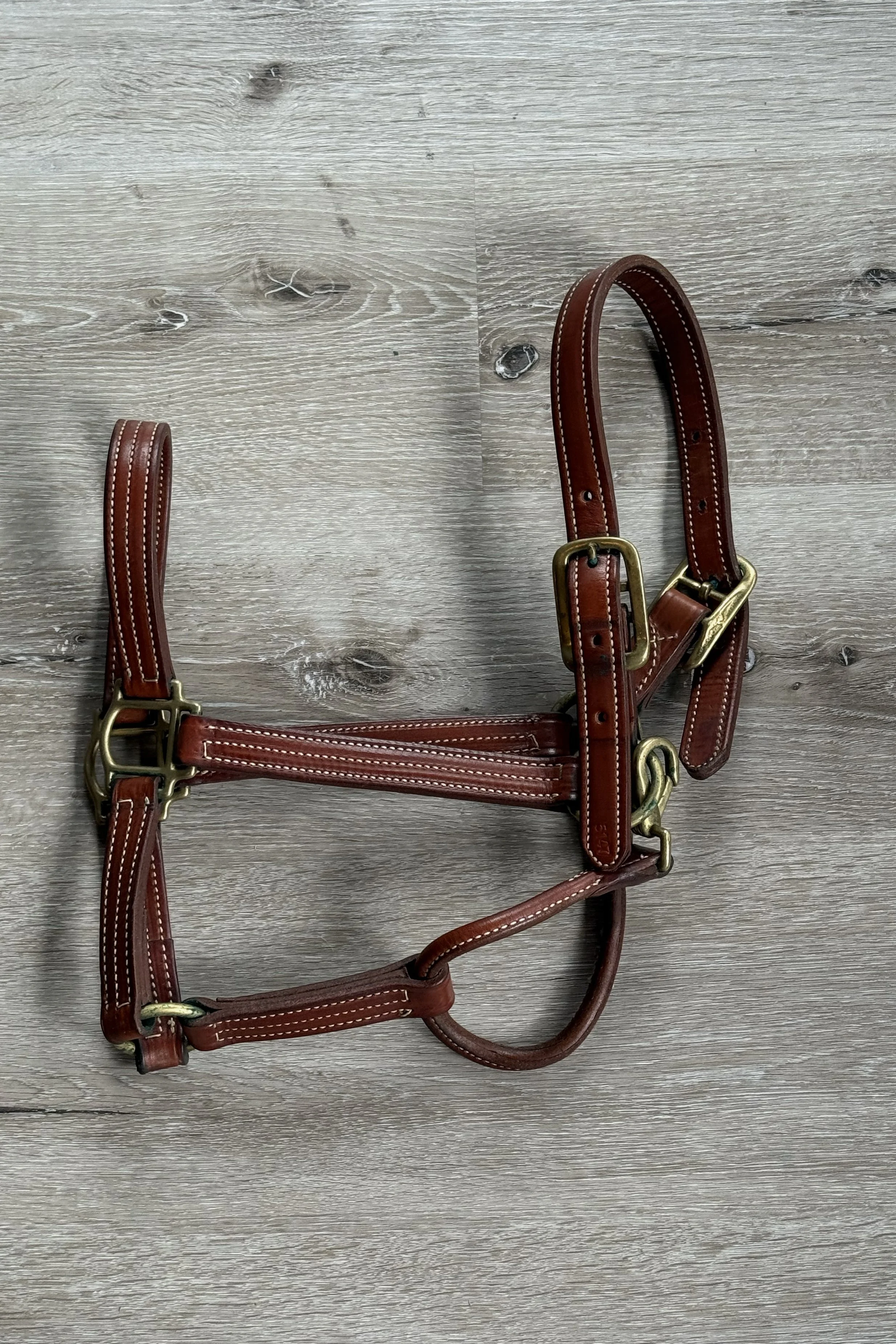 Walsh Triple Stitched British Leather Halter In Brown - Full