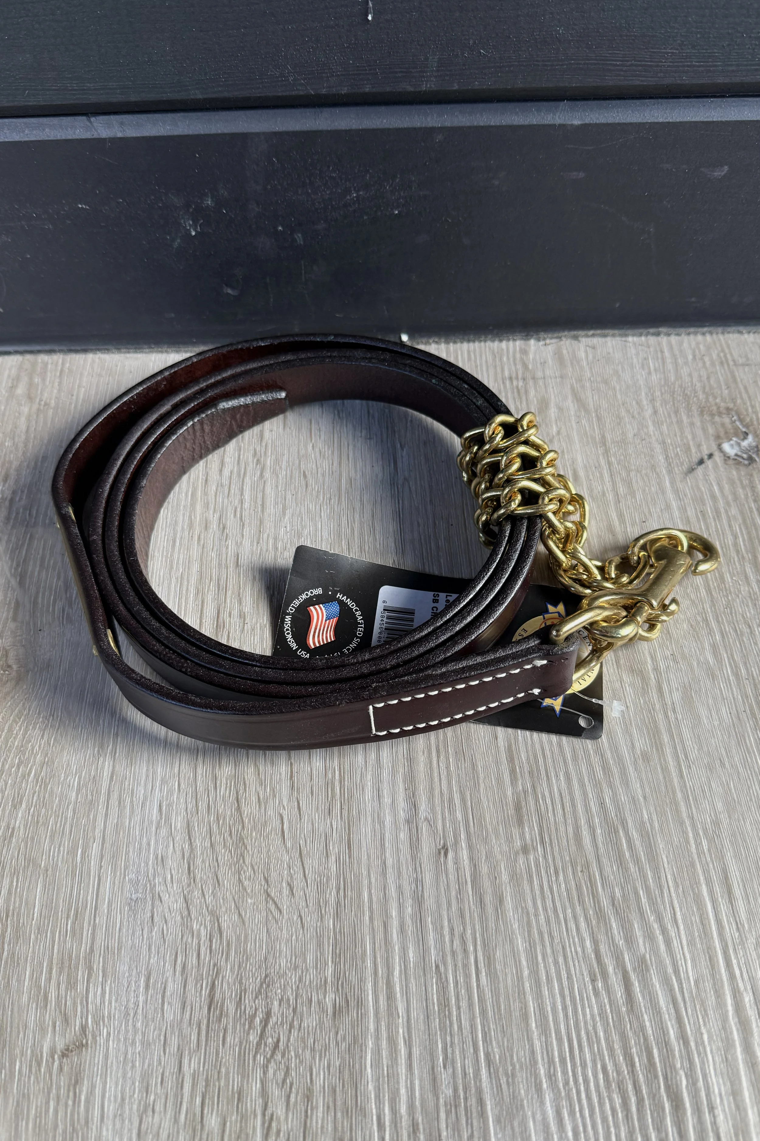 Walsh Leather Lead With 24" Chain In Havana