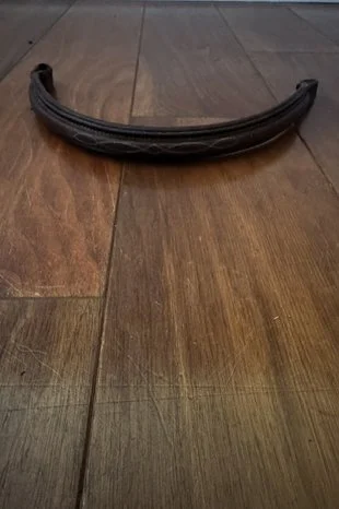 Fancy Stitched Padded Browband In Brown - Full
