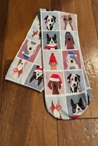 Tall Ridding Socks - Christmas Dogs