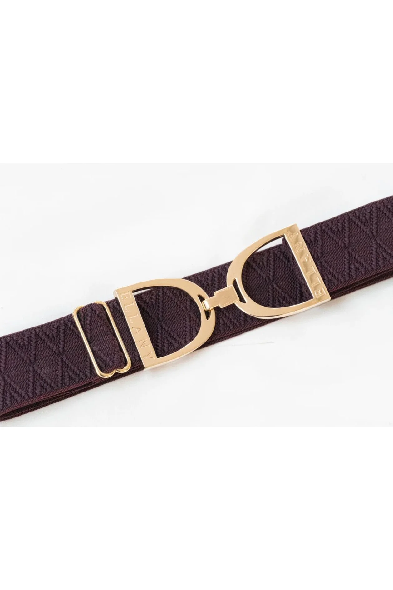 Ellany Stirrup Elastic Belt In Bordeaux Dante & Gold 1.5" - Youth - Adult 2XL - 2nd Round Equestrian