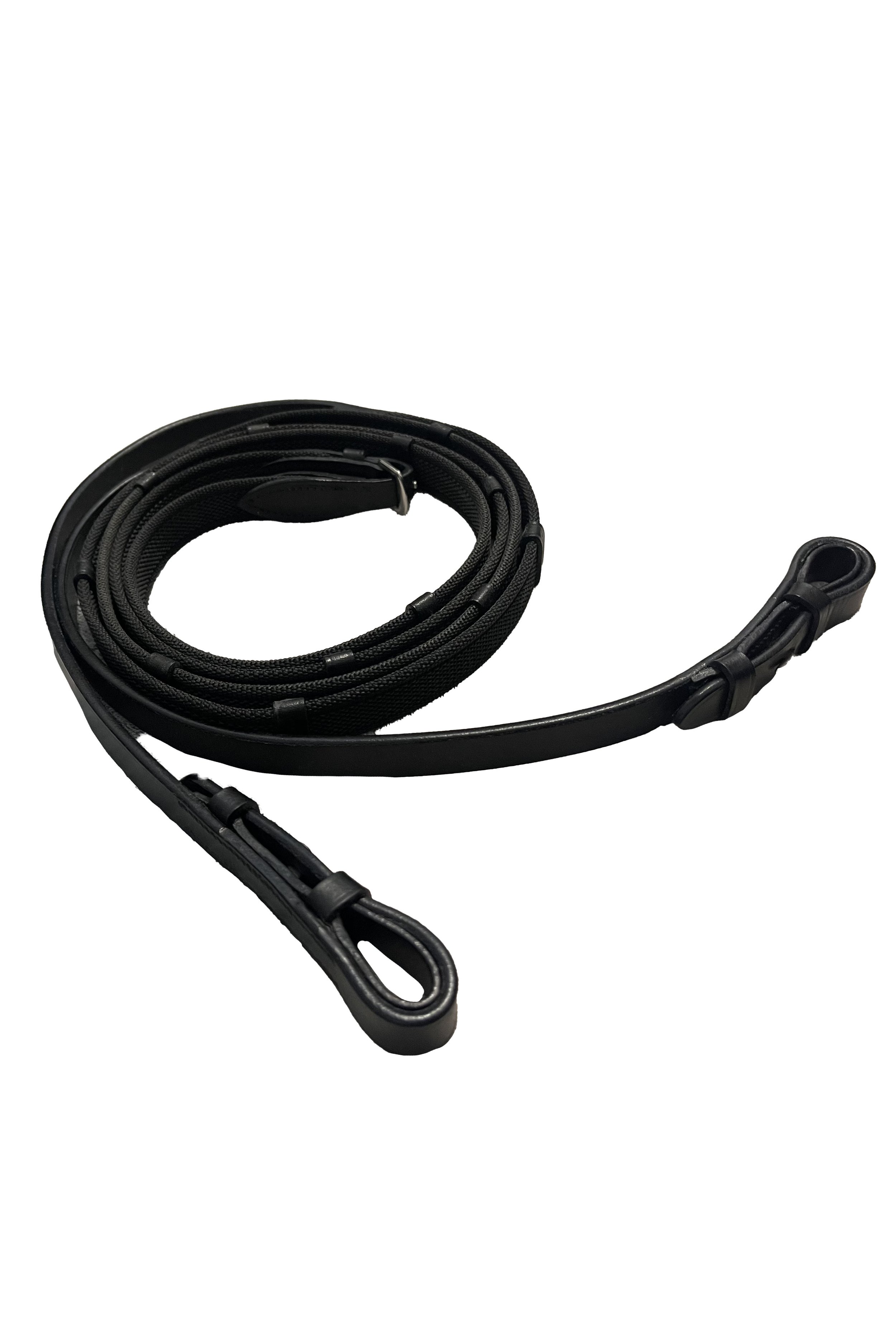 Webbed Reins With Stops In Black - 54" - 2nd Round Equestrian