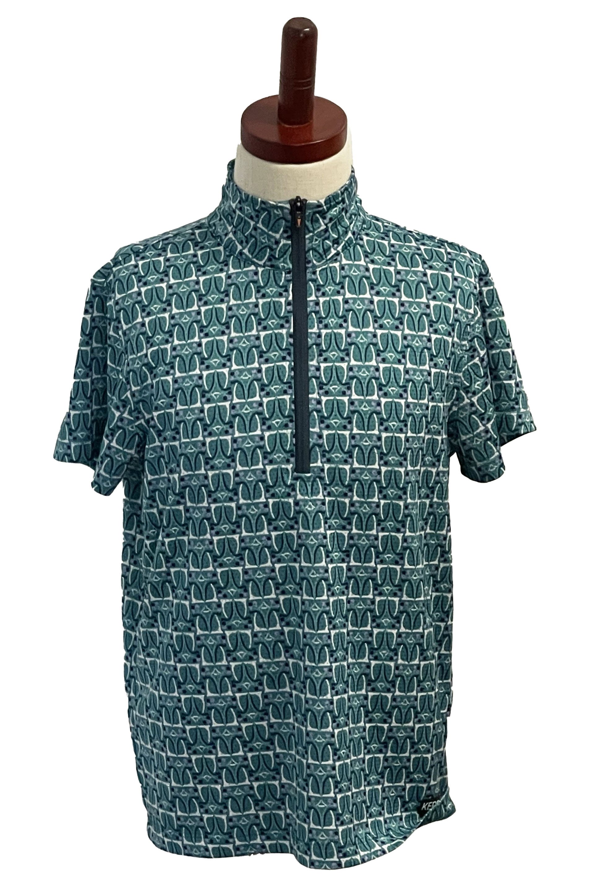 Kerrits Always Cool Ice Fil Short Sleeve In Peacock Iron Boquet - Kids Medium - 2nd Round Equestrian