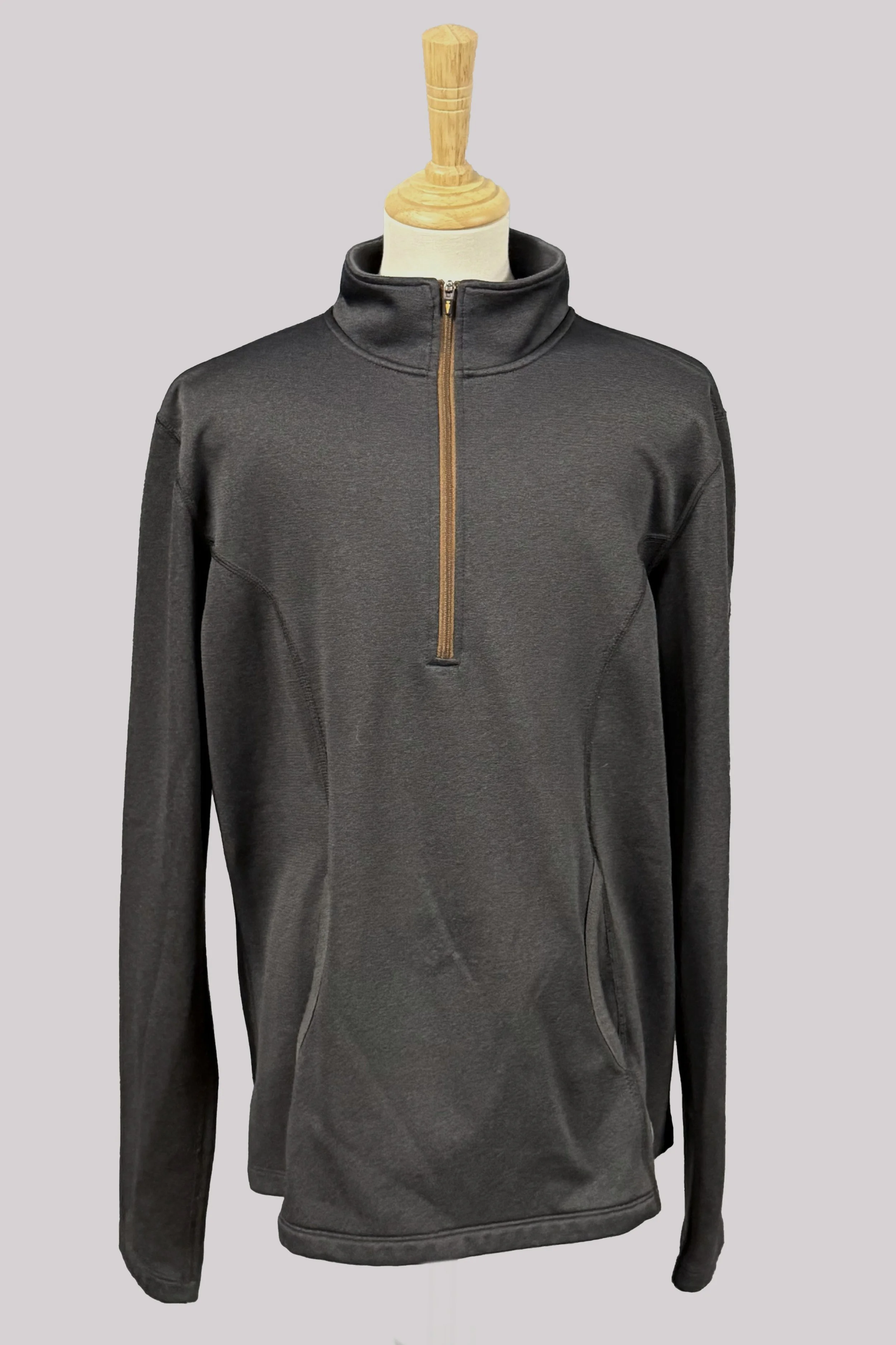 Kerrits Fleece Lined 1/4 Zip In Charcoal & Brown - Large