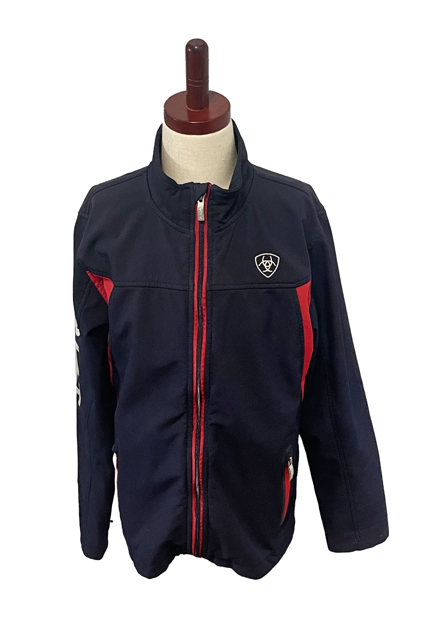 Ariat Softshell Team Jacket In Navy & Red - Kids Large (12)
