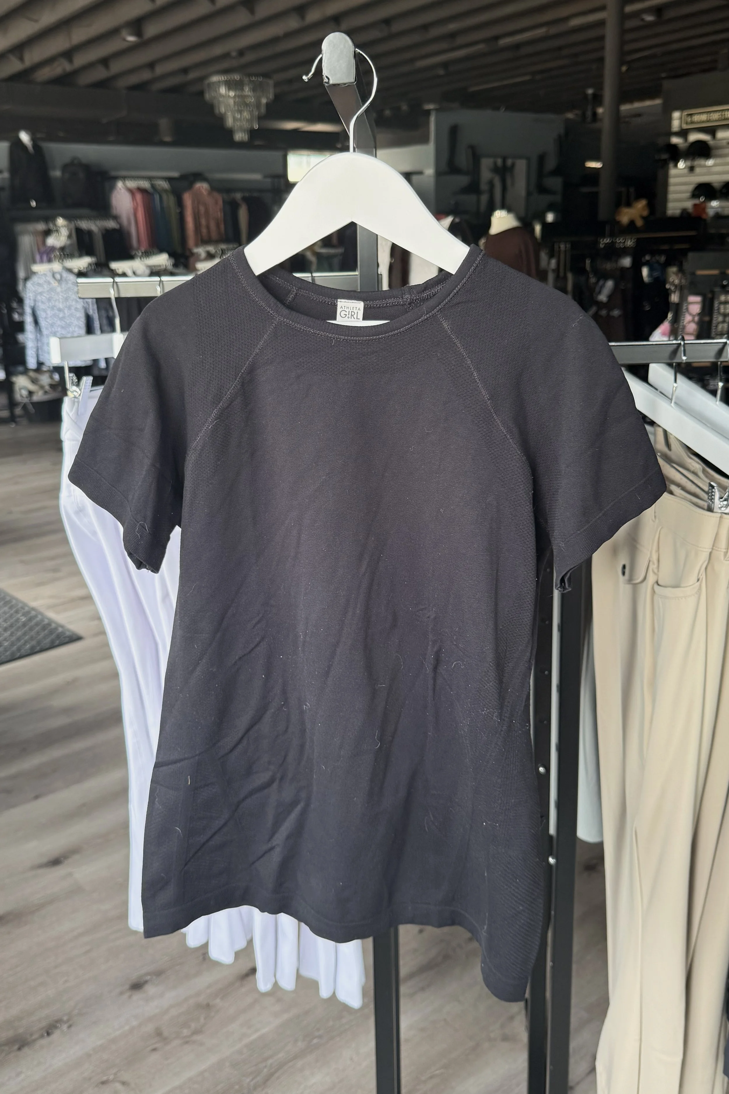 Athleta Girl Seamless Short Sleeve Shirt In Black - Kids Large