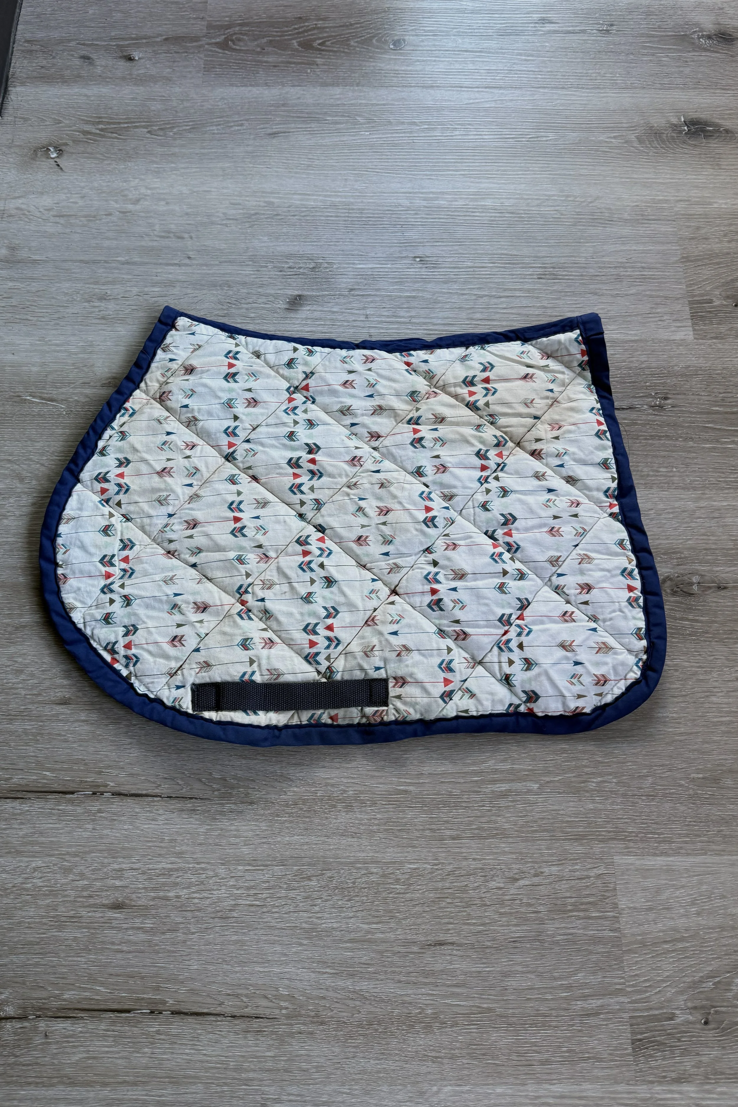 All Purpose Saddle Pad In Tan Arrow With Blue Trim - Pony