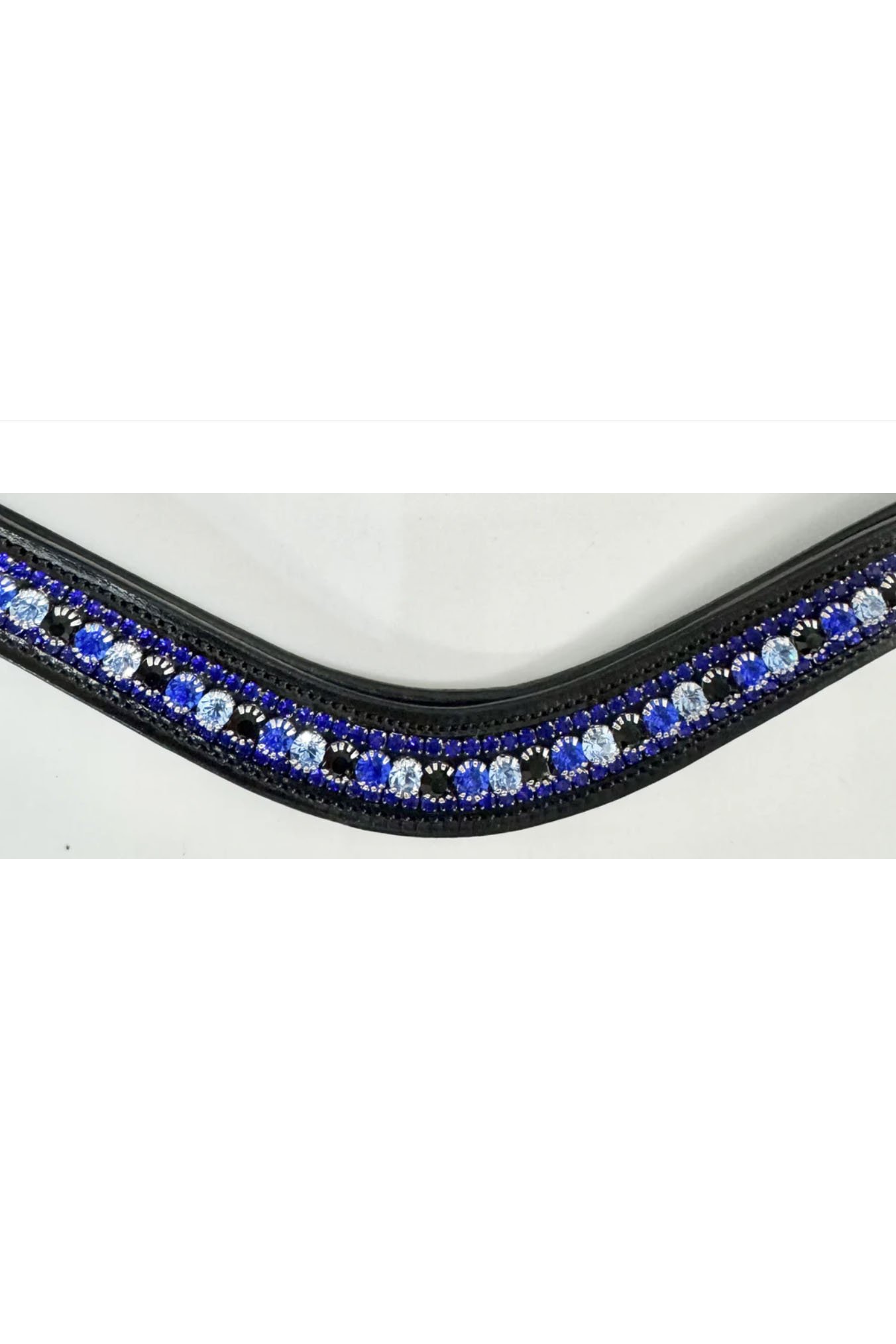 Bridleberry Wave Crystal Browband In Black With Royal & Light & Dark Blue