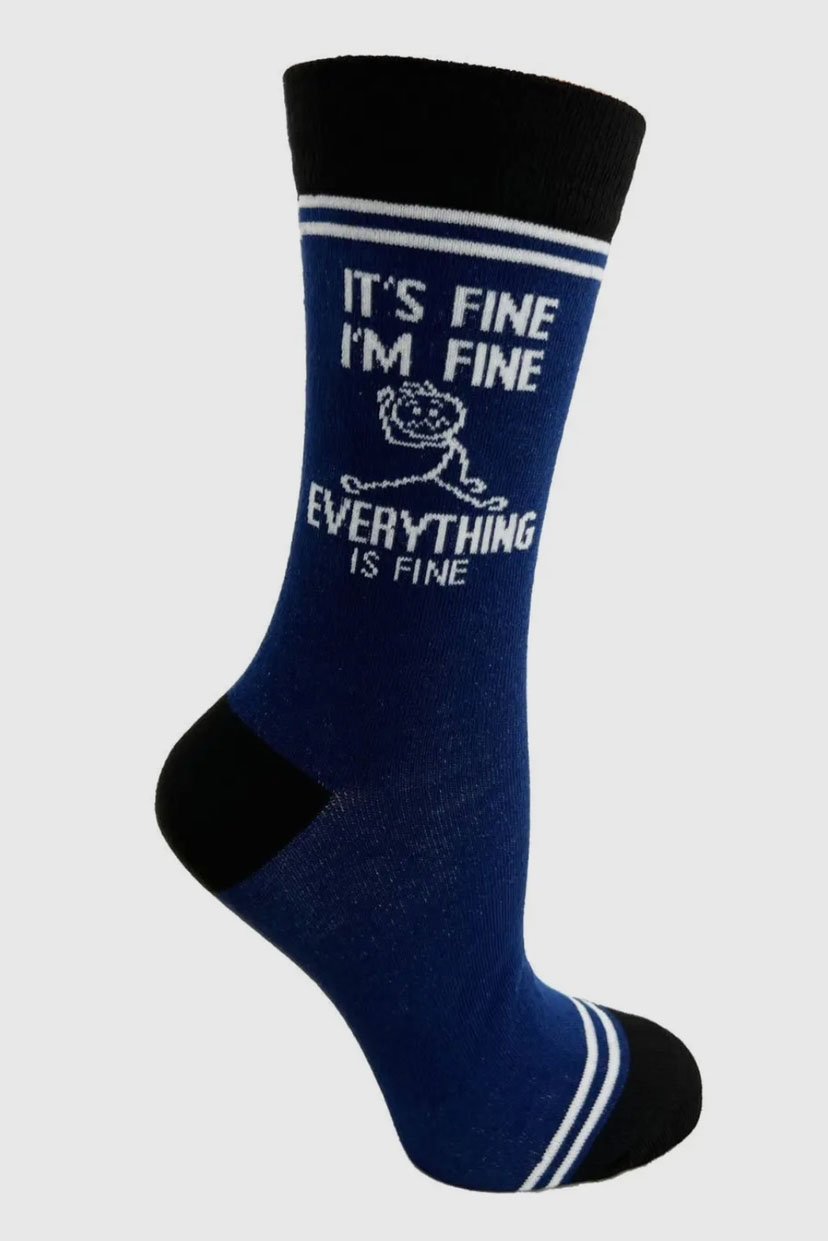 Hey Now Unisex Crew Socks - It’S Fine, I’M Fine, Everything Is Fine - 2nd Round Equestrian