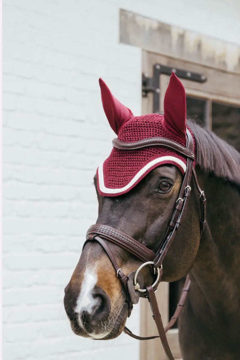 Kentucky Horsewear Fly Veil Wellington Plaited Cord In Bordeaux - Full - 2nd Round Equestrian