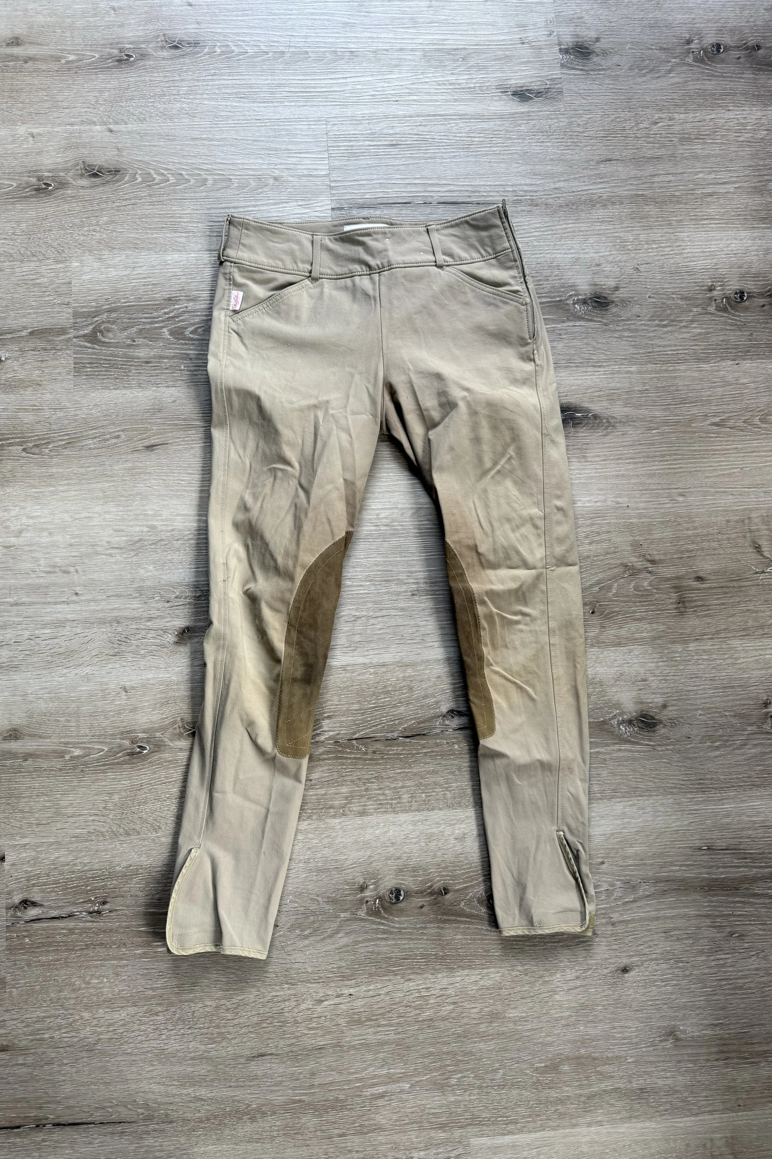 Tailored Sportsman Trophy Hunter Style 1968 Side Zip Knee Patch Breeches in Tan - 28 Regular