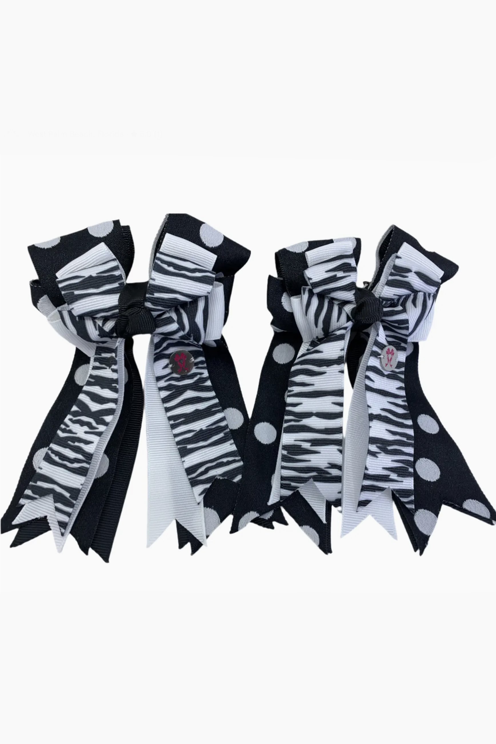 PonyTail Bows - Zebra (Black/White/Polka Dots)