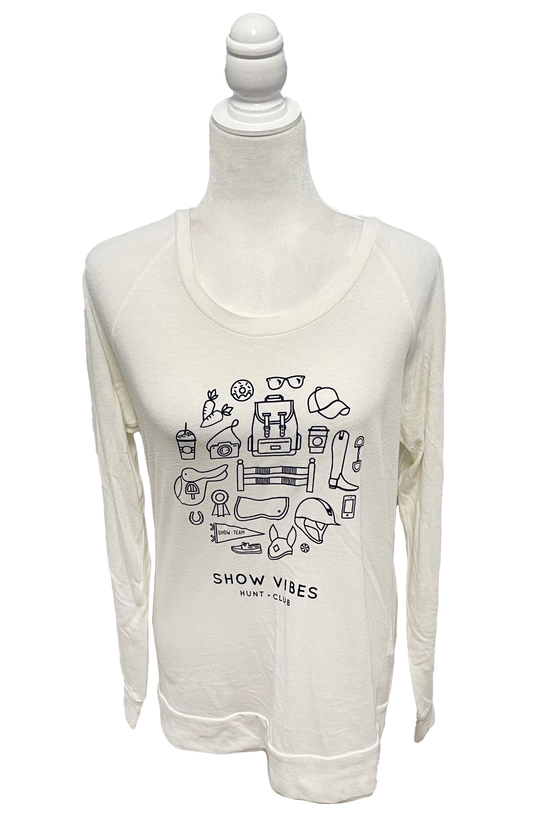 Hunt Club Show Vibes Long Sleeve Tee In White - XL - 2nd Round Equestrian