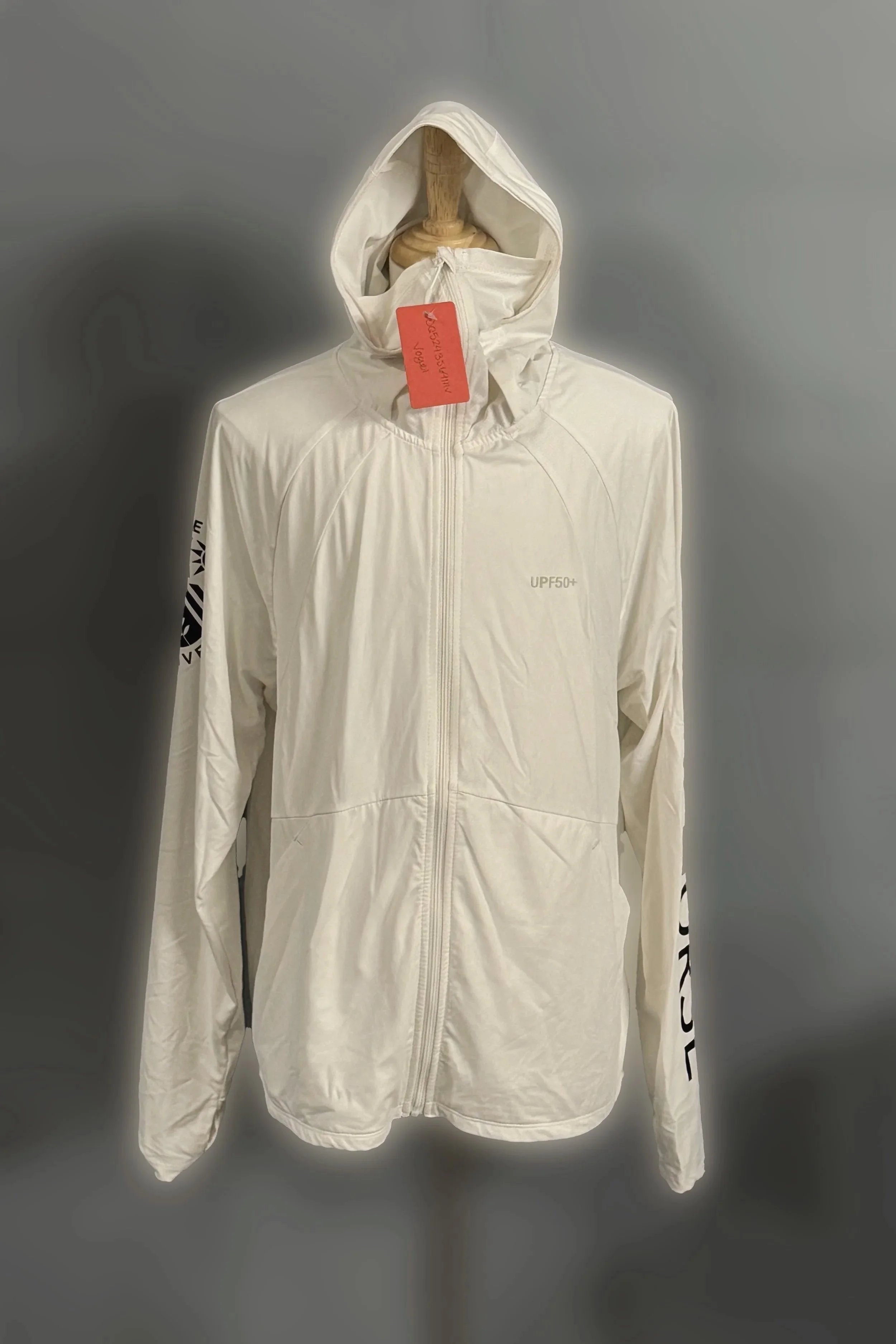 Tech UPF 50+ Light Zip Up With Logo In White - Small