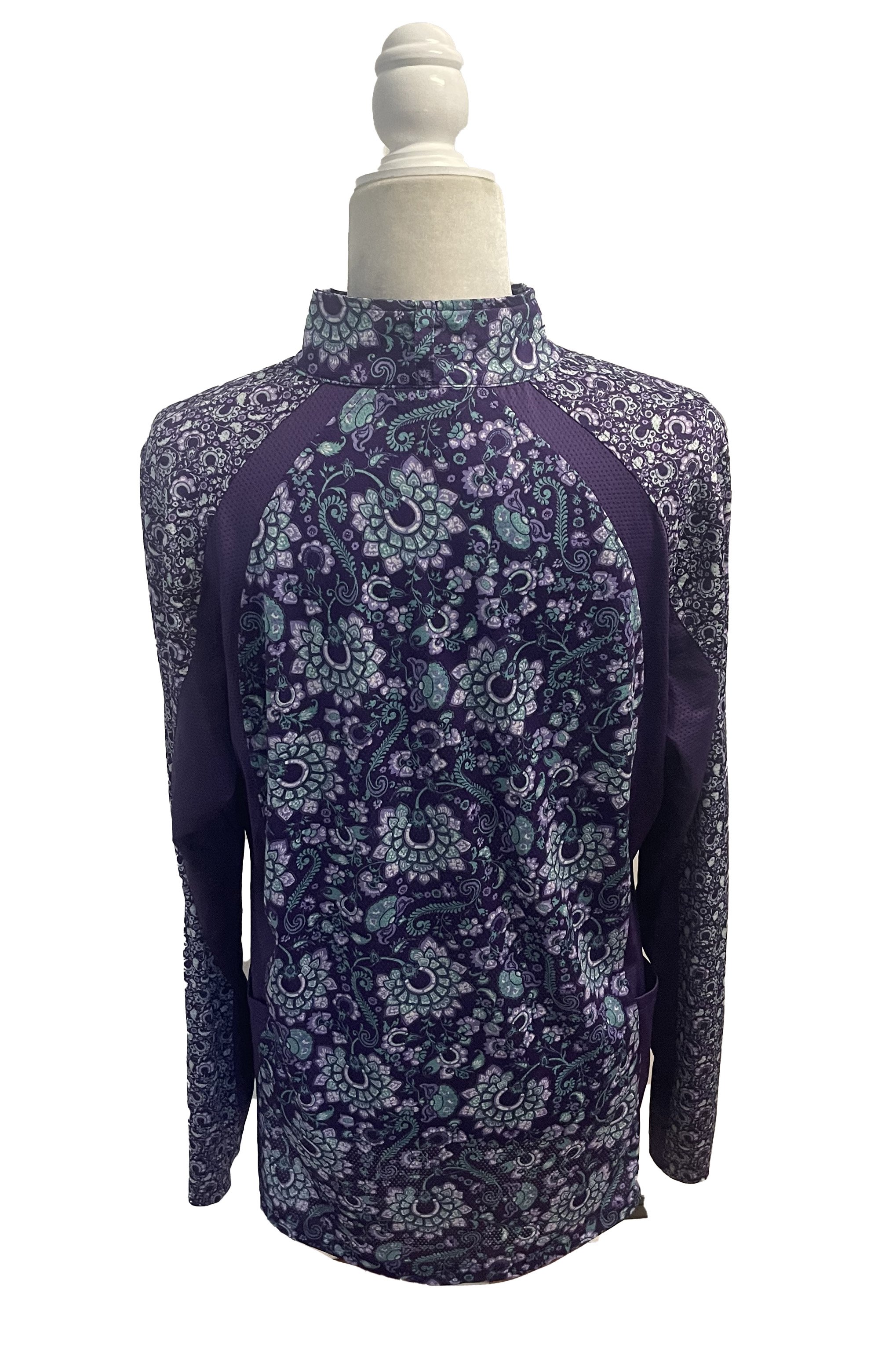 Kerrits Ice Fil Always Cool Long Sleeve 1/4 Zip In Purple Paisley - XL - 2nd Round Equestrian