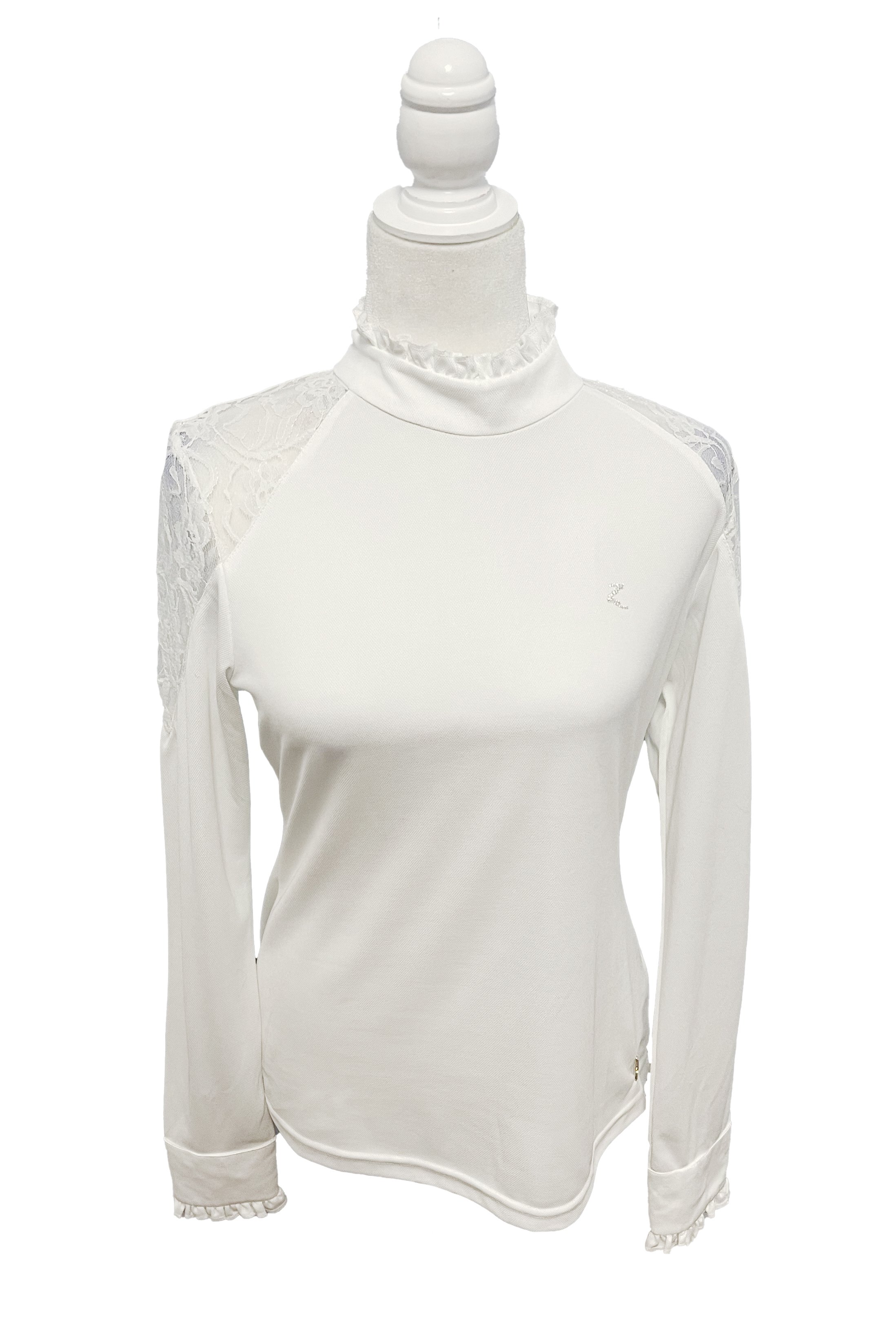 Horze Slyvie Women's Long Sleeve Lace Show Shirt In White - US 10