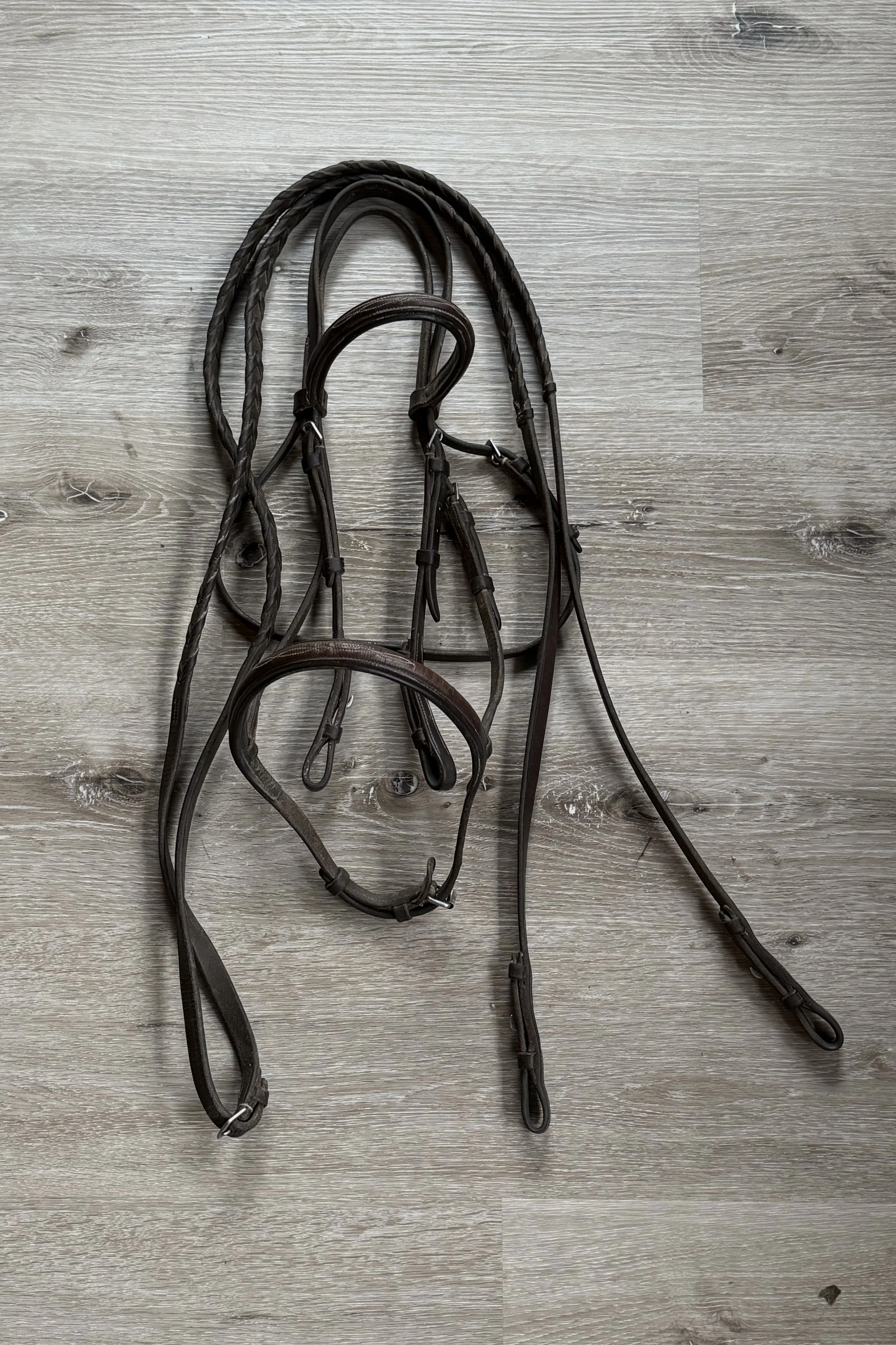 Fancy Stitched Bridle With Laced Reins In Brown - Cob