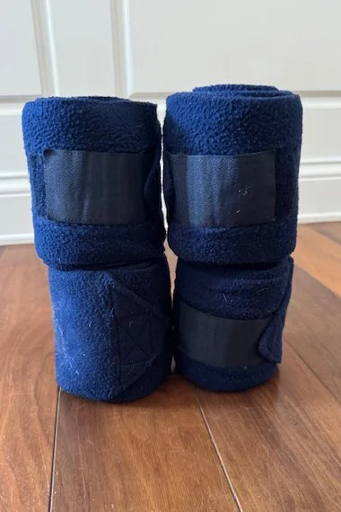 Set Of 4 Fleece Polos In Navy - Horse