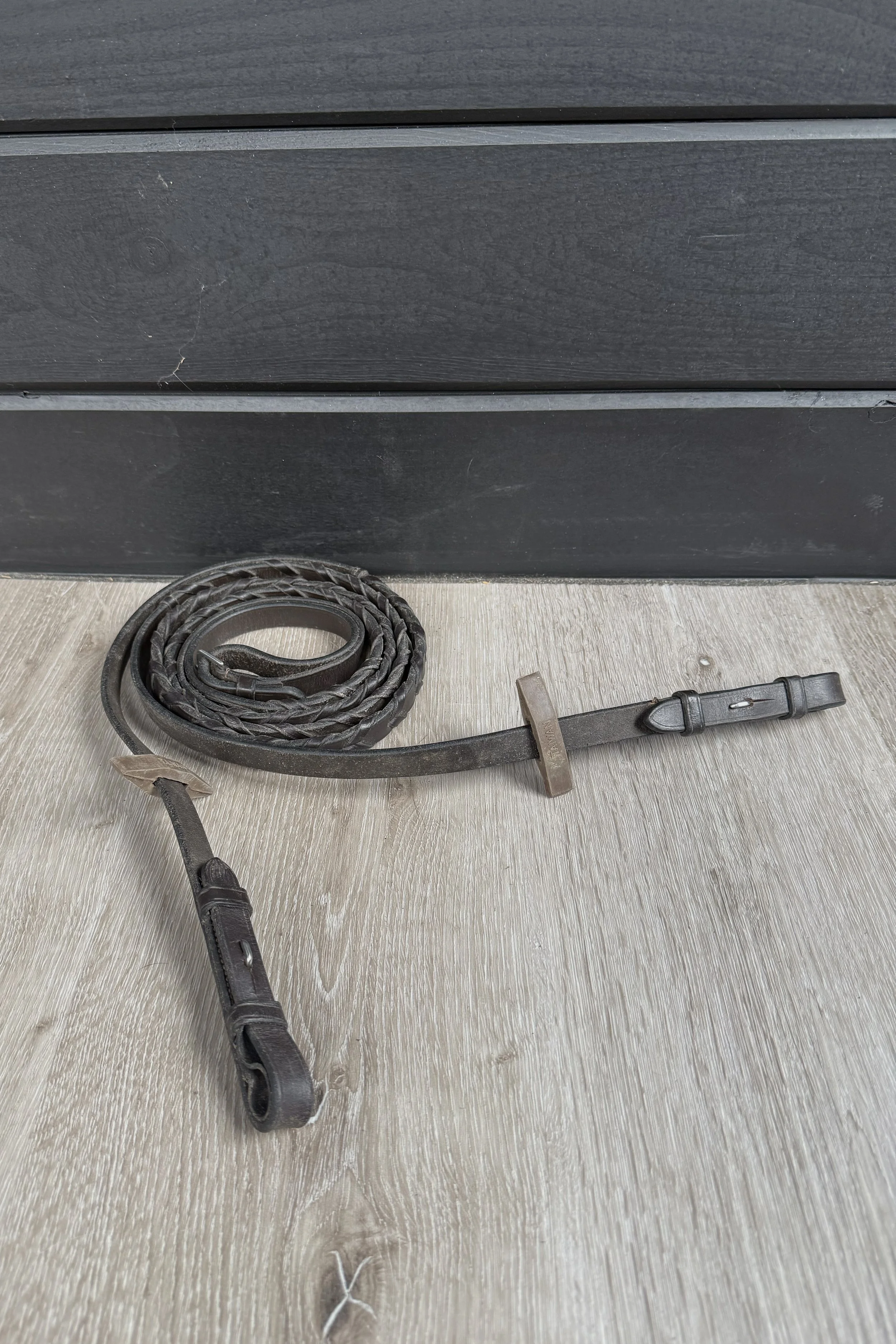 Leather Laced Reins In Dark Brown - Full