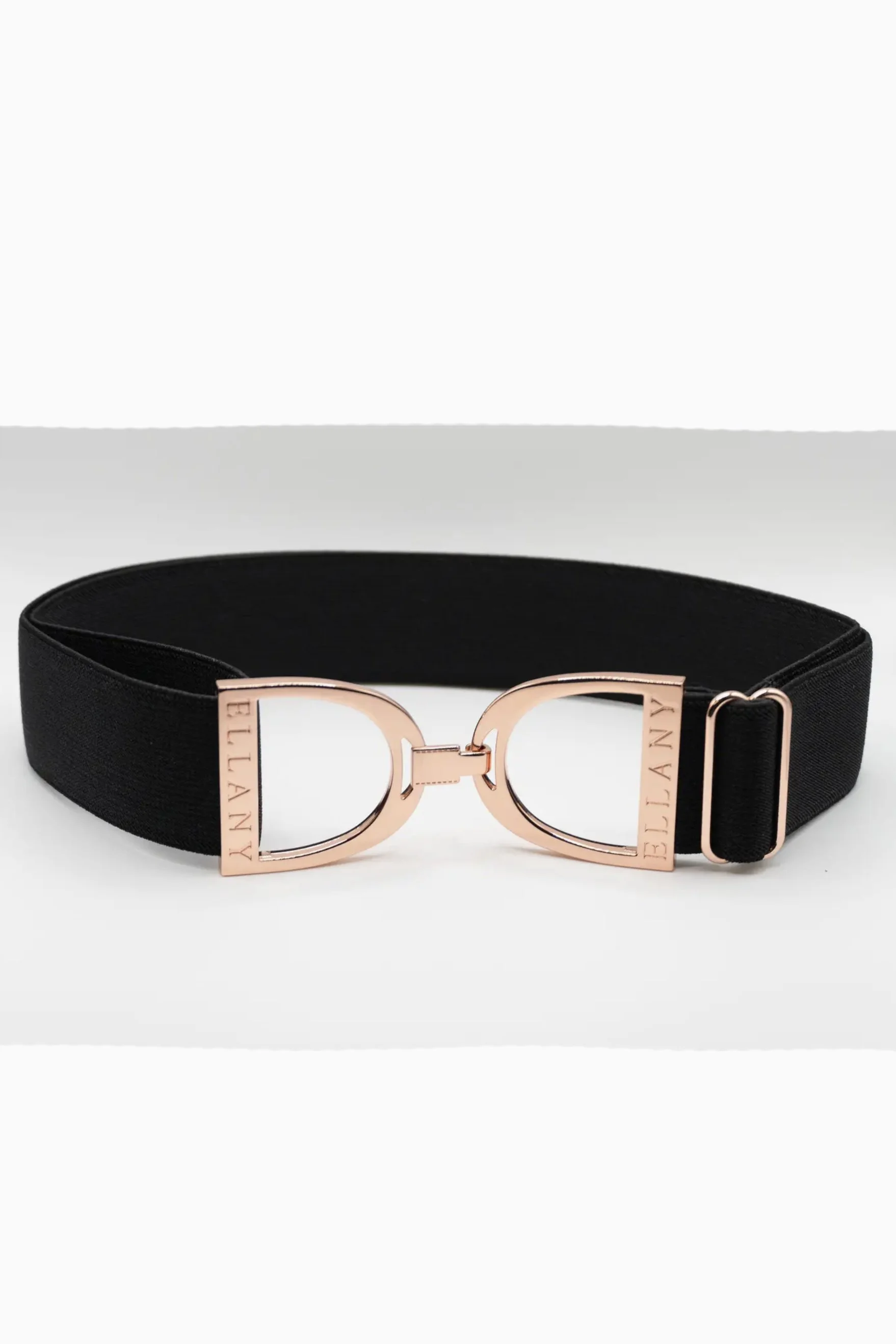 Ellany Stirrup Elastic Belt In Black & Rose Gold 1.5" - Youth - Adult 2XL