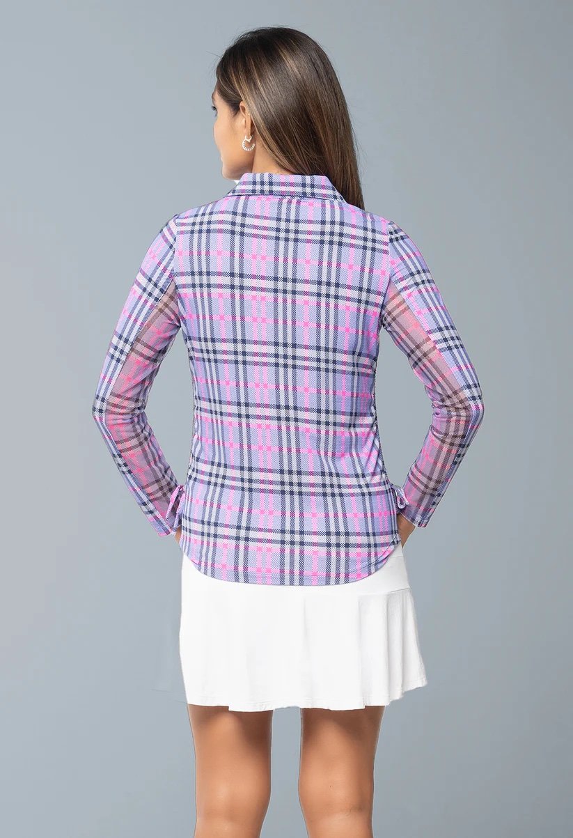 IBKUL Adjustable Length Long Sleeve Polo In Judith Print - Size Small - 2nd Round Equestrian